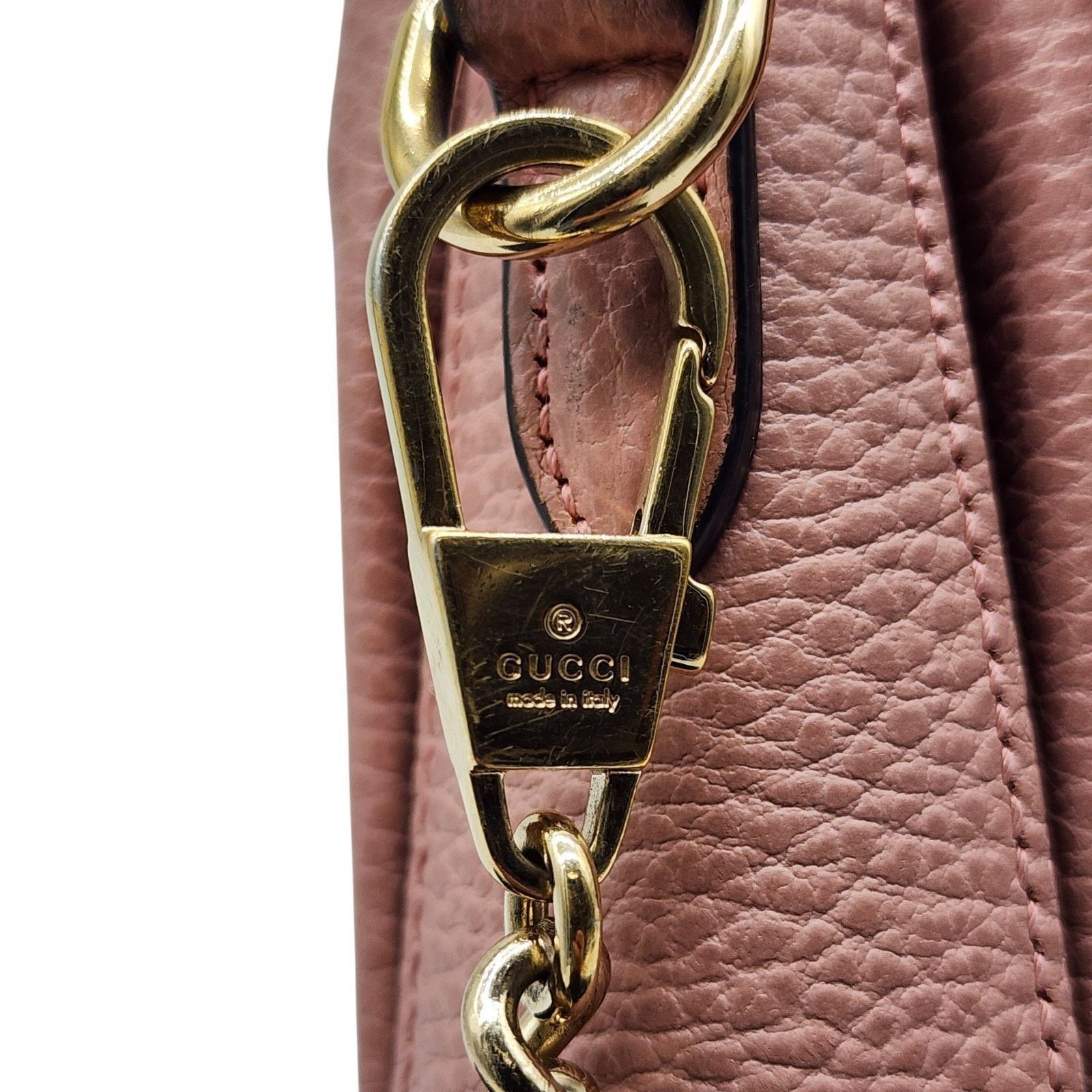 Gucci GG Marmont Pebbled Leather Interlocking Top Handle Bag Pink Size ONE SIZE - 13 Thumbnail