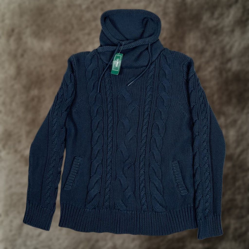 Vintage VINTAGE? (No) L.L. Bean Double L Cable Knit Cowl Neck Sweater Womens L Petite Blue Pullover Size L / US 10 / IT 46 - 1 Thumbnail
