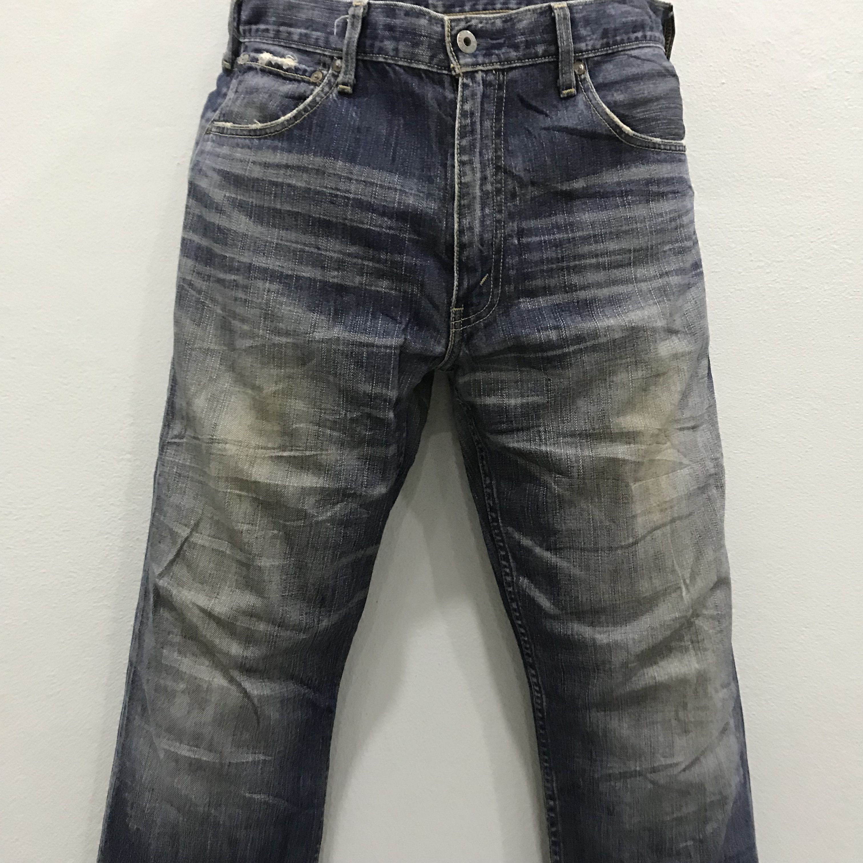 Levi's Vintage Levi's 503 Dark Wash Jeans Distressed Faded Blue Size US 35 - 3 Thumbnail