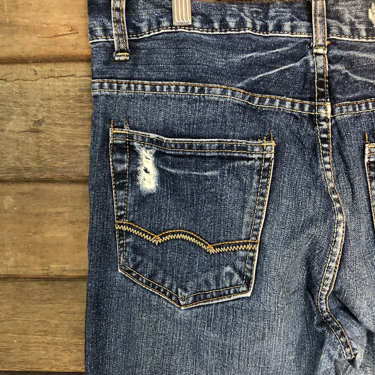American Eagle Outfitters America Eagles Blue Disstressed Denim Pants #7389 Size US 32 / EU 48 - 14 Thumbnail