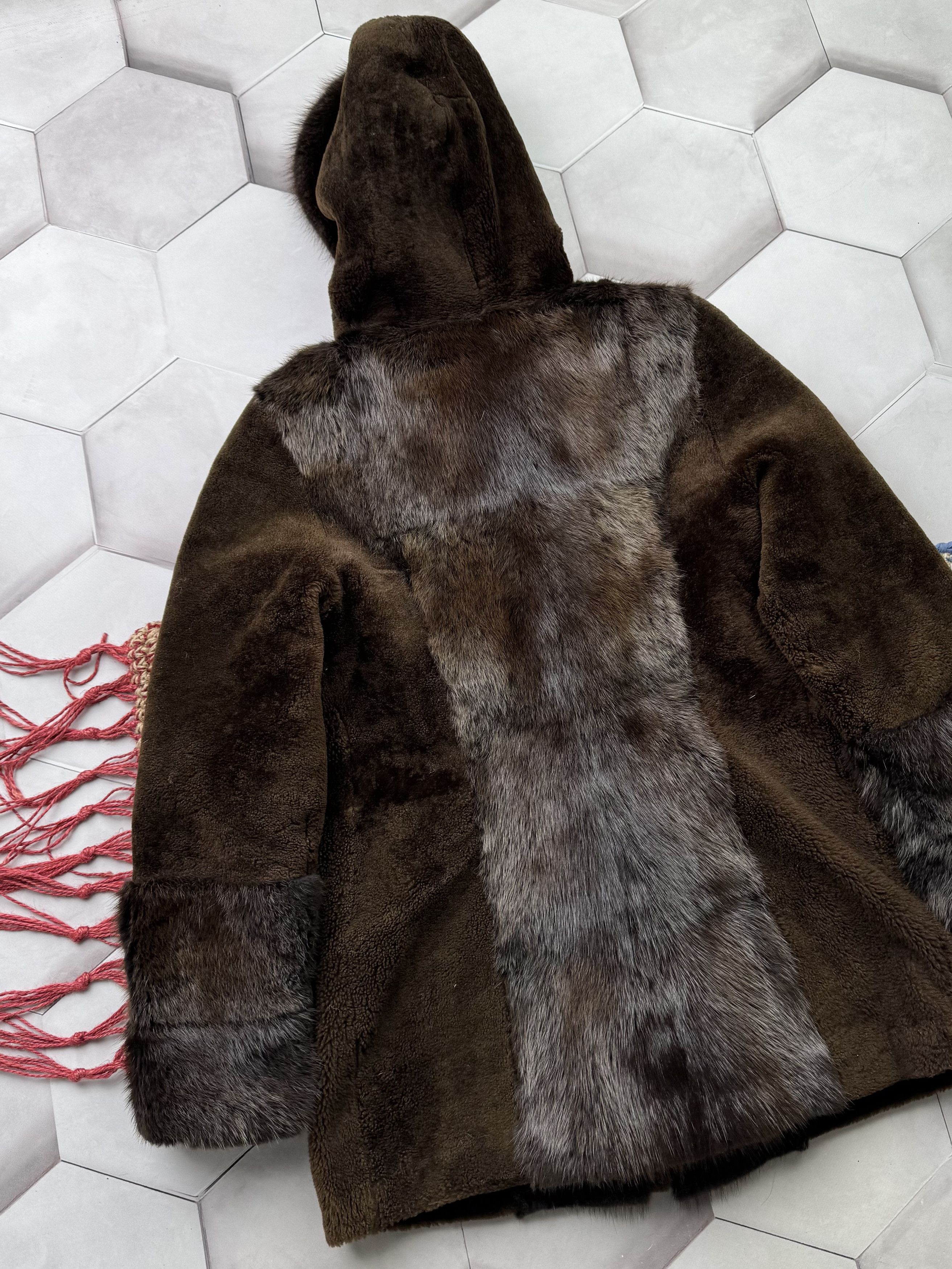 Vintage 90s Real Sheepskin Hooded Jacket With Real Fur (E4) Size M / US 6-8 / IT 42-44 - 11 Thumbnail