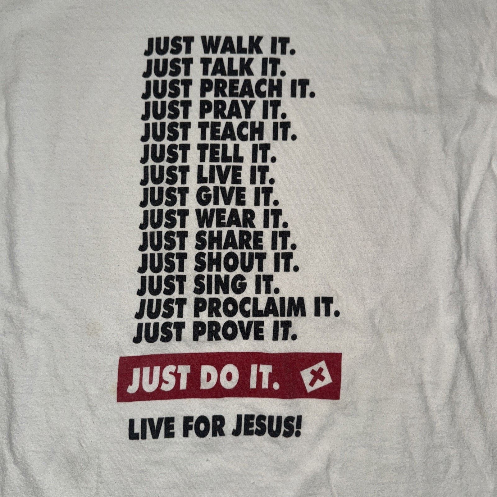 Band Tees Christian Parody “Just Do It” Graphic T-Shirt Med Religious Size US M / EU 48-50 / 2 - 2 Thumbnail
