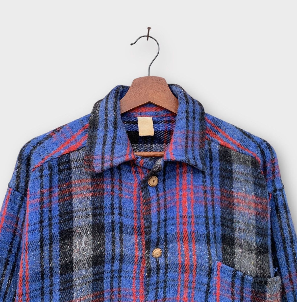 Vintage VINTAGE 90s PLAID BLANKET WOOL FLANNEL BUTTON UP Size US L / EU 52-54 / 3 - 6 Thumbnail