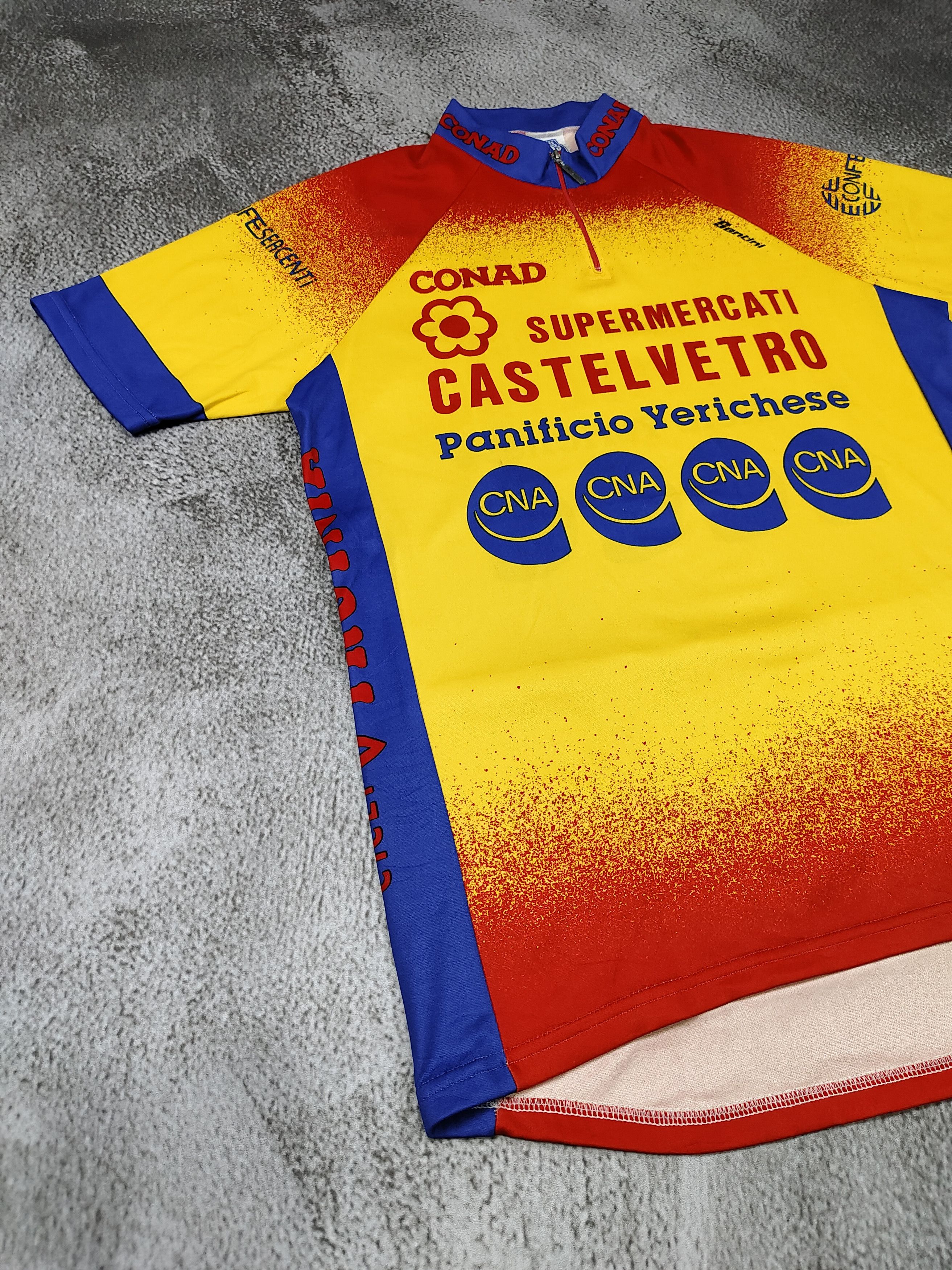 Vintage 90s Santini🇮🇹 CONAD Castelvetro Racing Team Cycling Jersey Size US L / EU 52-54 / 3 - 4 Thumbnail
