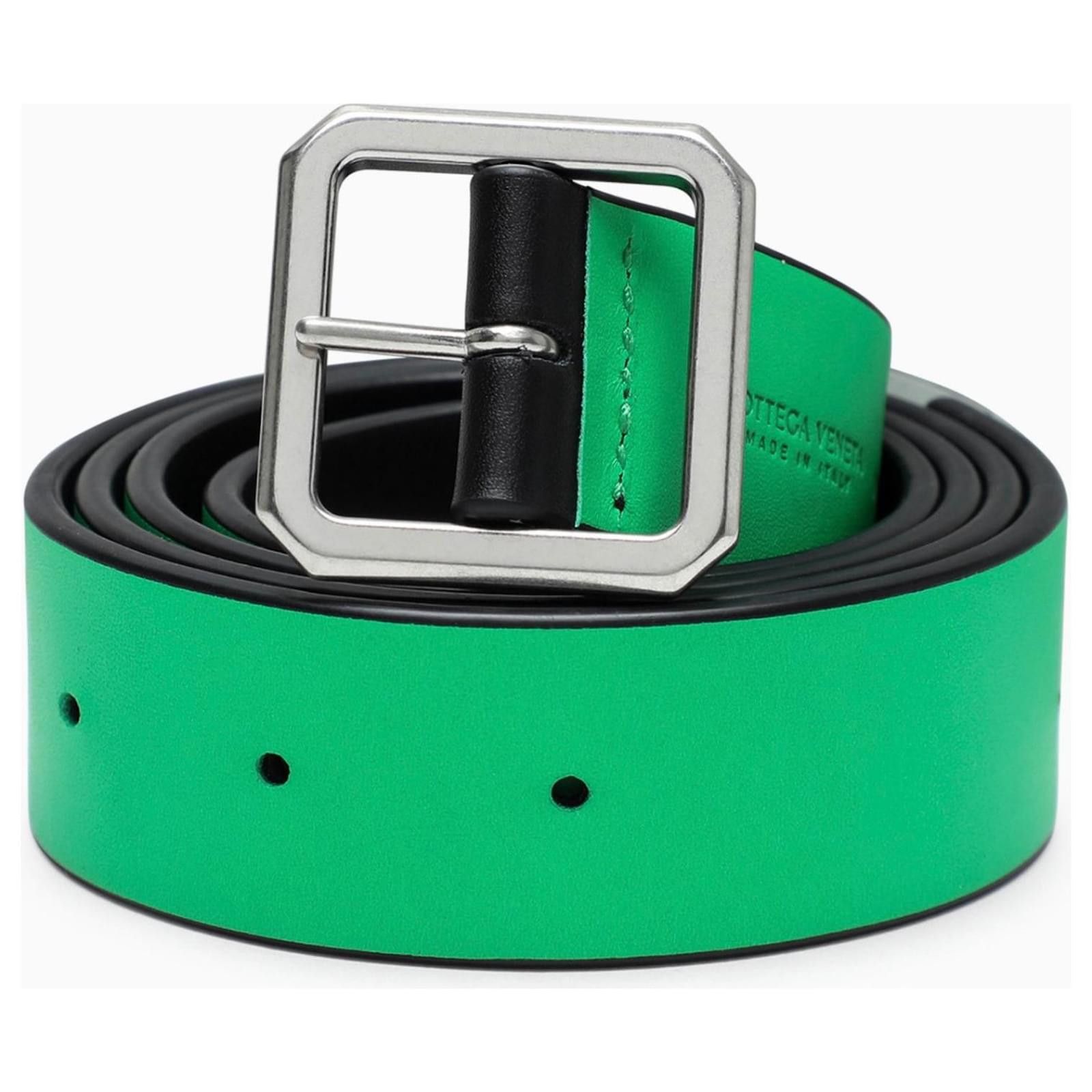 Bottega Veneta o1bcso1str0824 Size : 100 / Belt in Black/Green Size 38 - 2 Thumbnail
