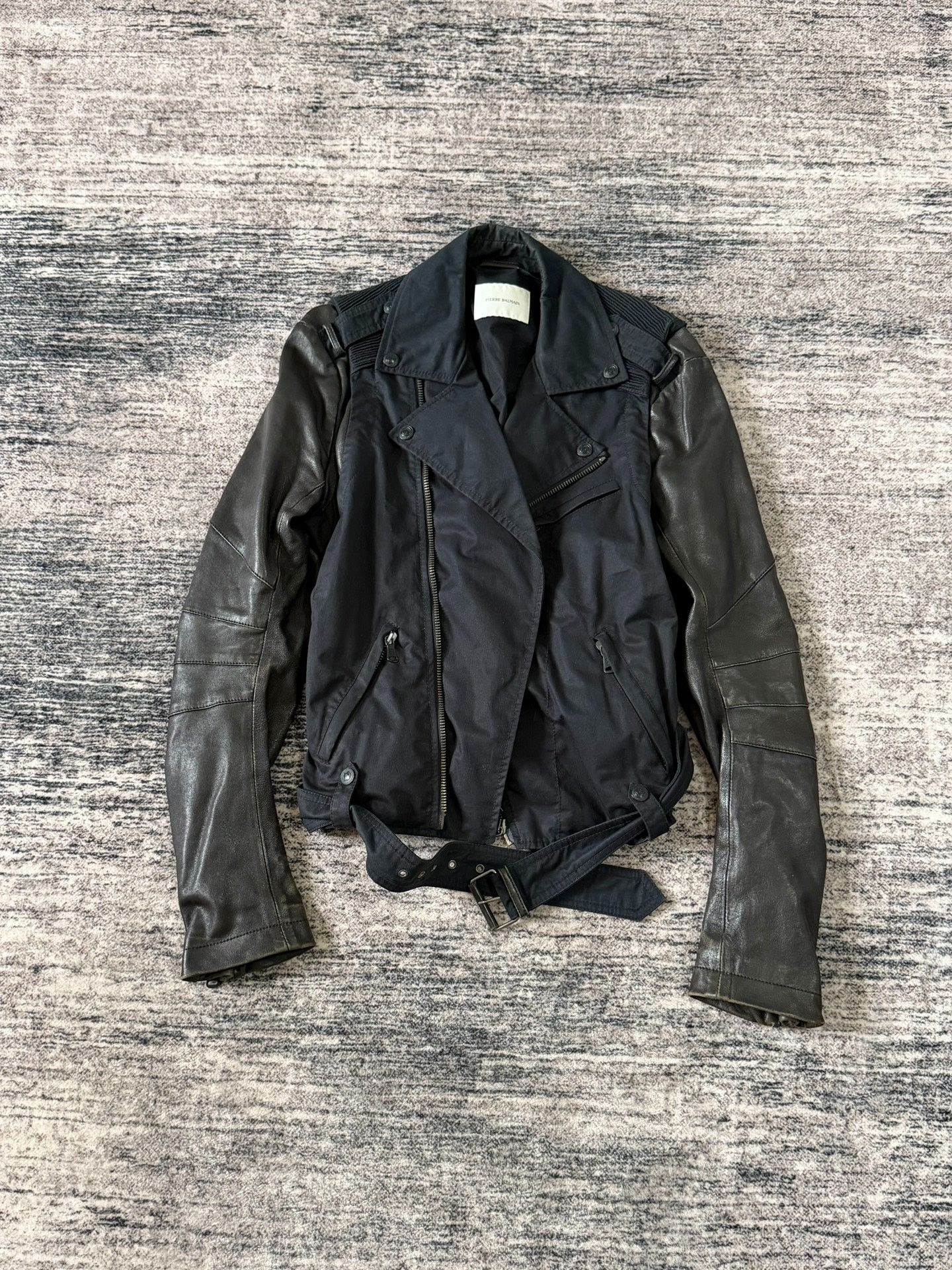 Balmain Balmain 10s Leather Sleeve Rider Jacket Size US M / EU 48-50 / 2 - 1 Thumbnail