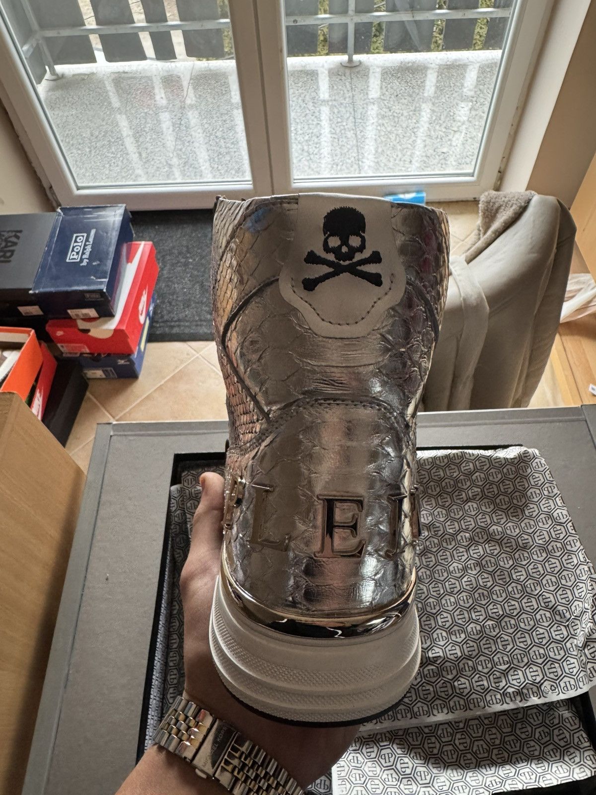 Philipp Plein PP money kicks hi top silver Size US 11 / EU 44 - 2 Thumbnail