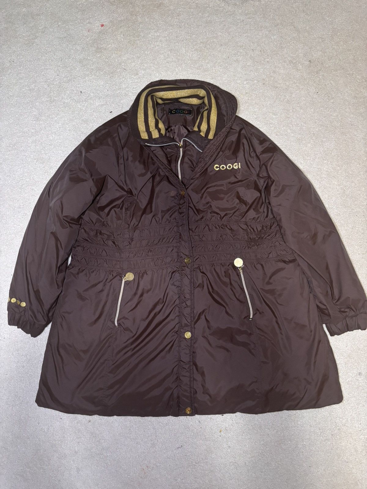 Coogi COOGI Brand 4x Logo Puffer Coat Brown Gold Full Zip Size S / US 4 / IT 40 - 1 Thumbnail