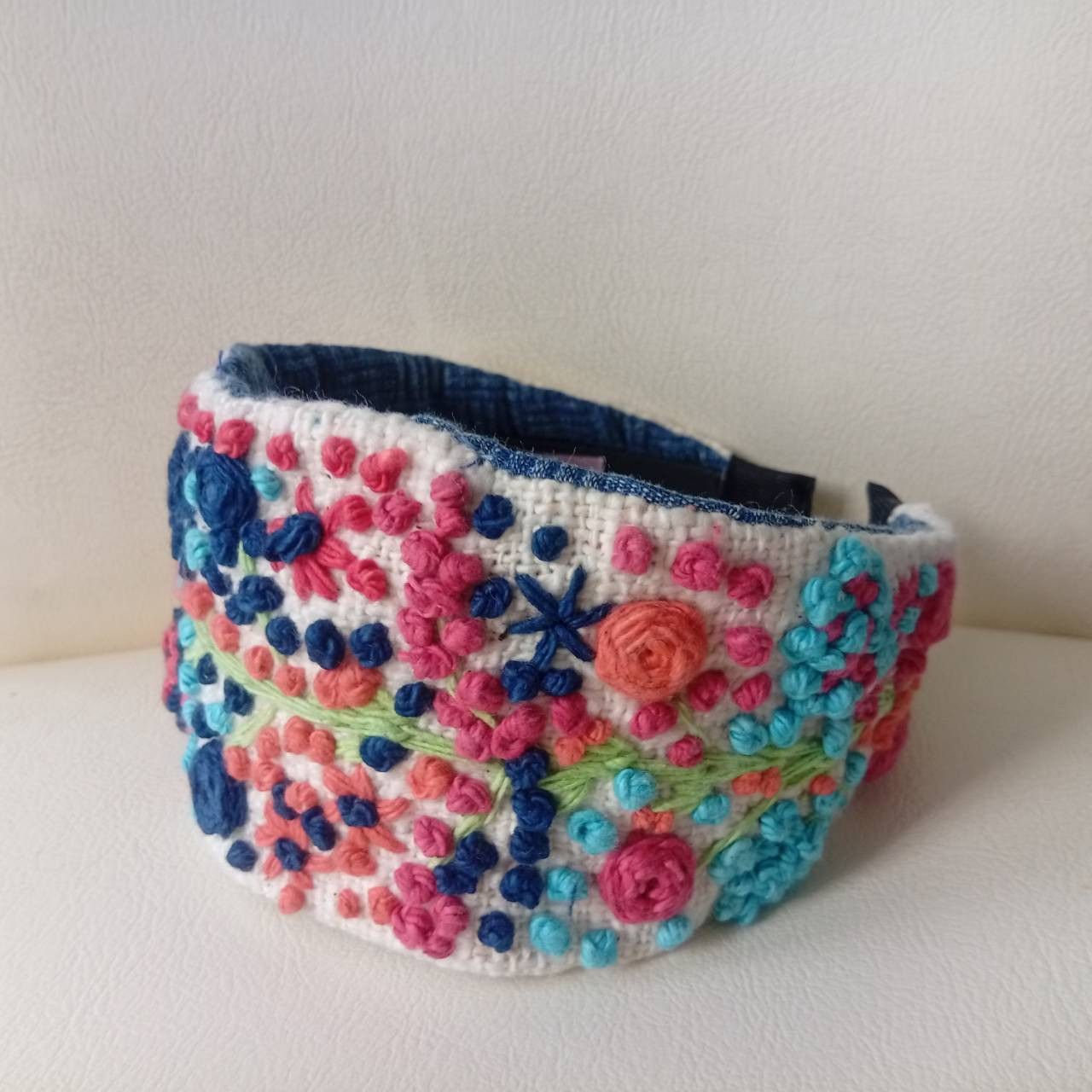 Other HAND FLORAL EMBROIDERED INDIGO HEADBAND NEW YEAR GIFT Size ONE SIZE - 1 Thumbnail