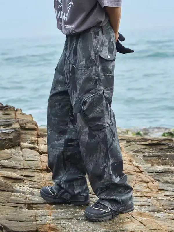 VIBE Retro camouflage high street wide leg casual overalls Size US 32 / EU 48 - 3 Thumbnail