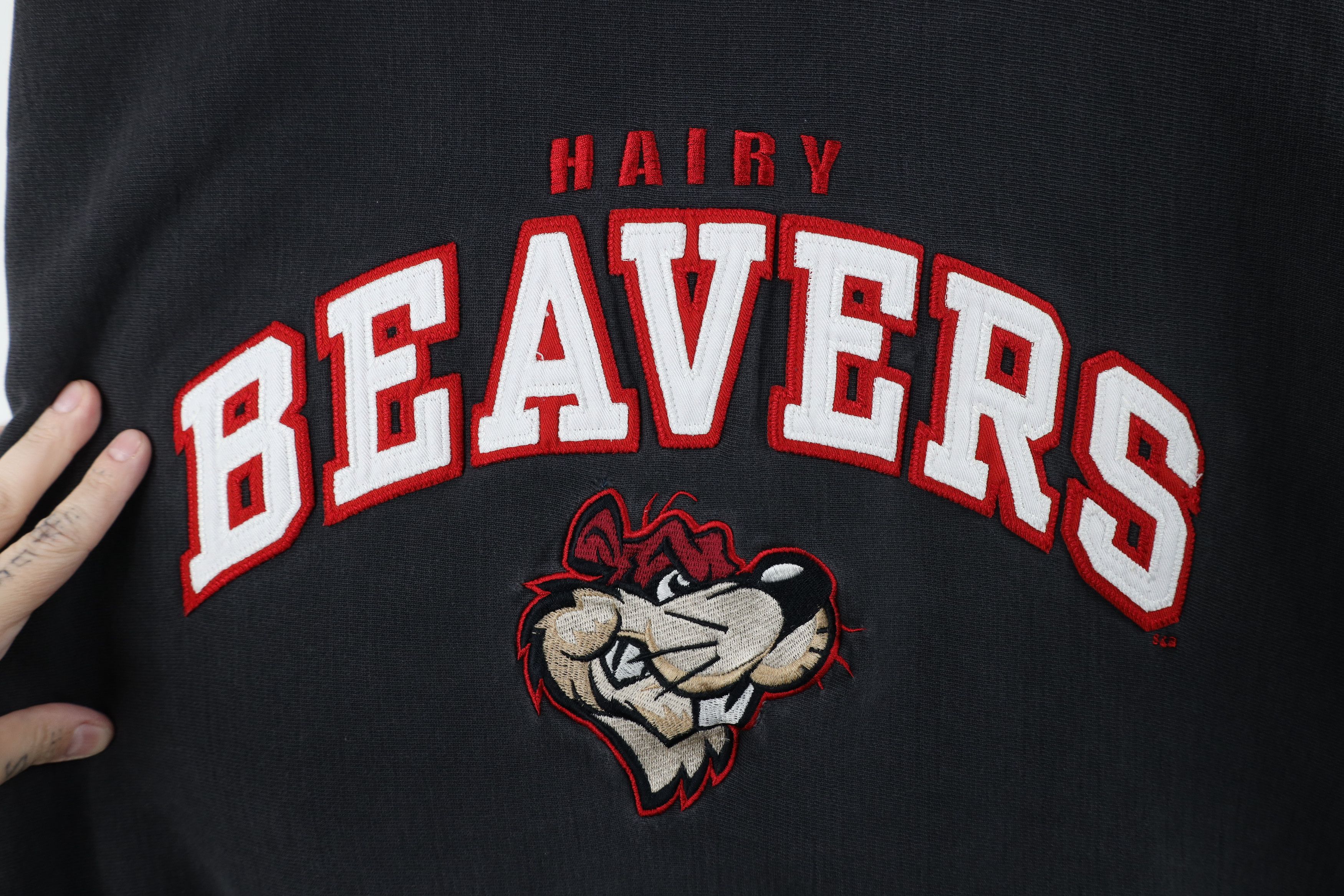Vintage Vintage 90s Streetwear Beavers Heavyweight Hoodie Black Size US XXL / EU 58 / 5 - 4 Thumbnail