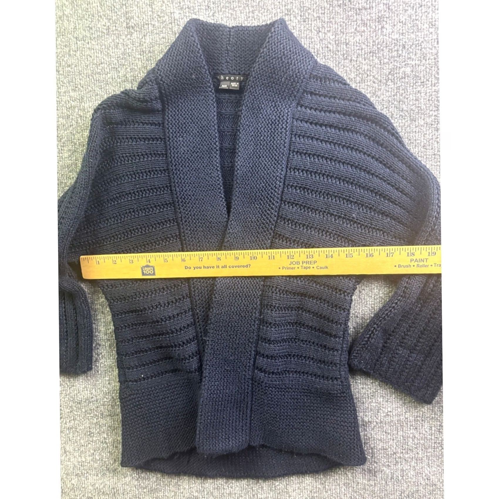 Theory Theory Eila Surface Cardigan Womens Medium Navy Blue Cotton Knit Ribbed Shawl Sweater Size M / US 6-8 / IT 42-44 - 3 Thumbnail