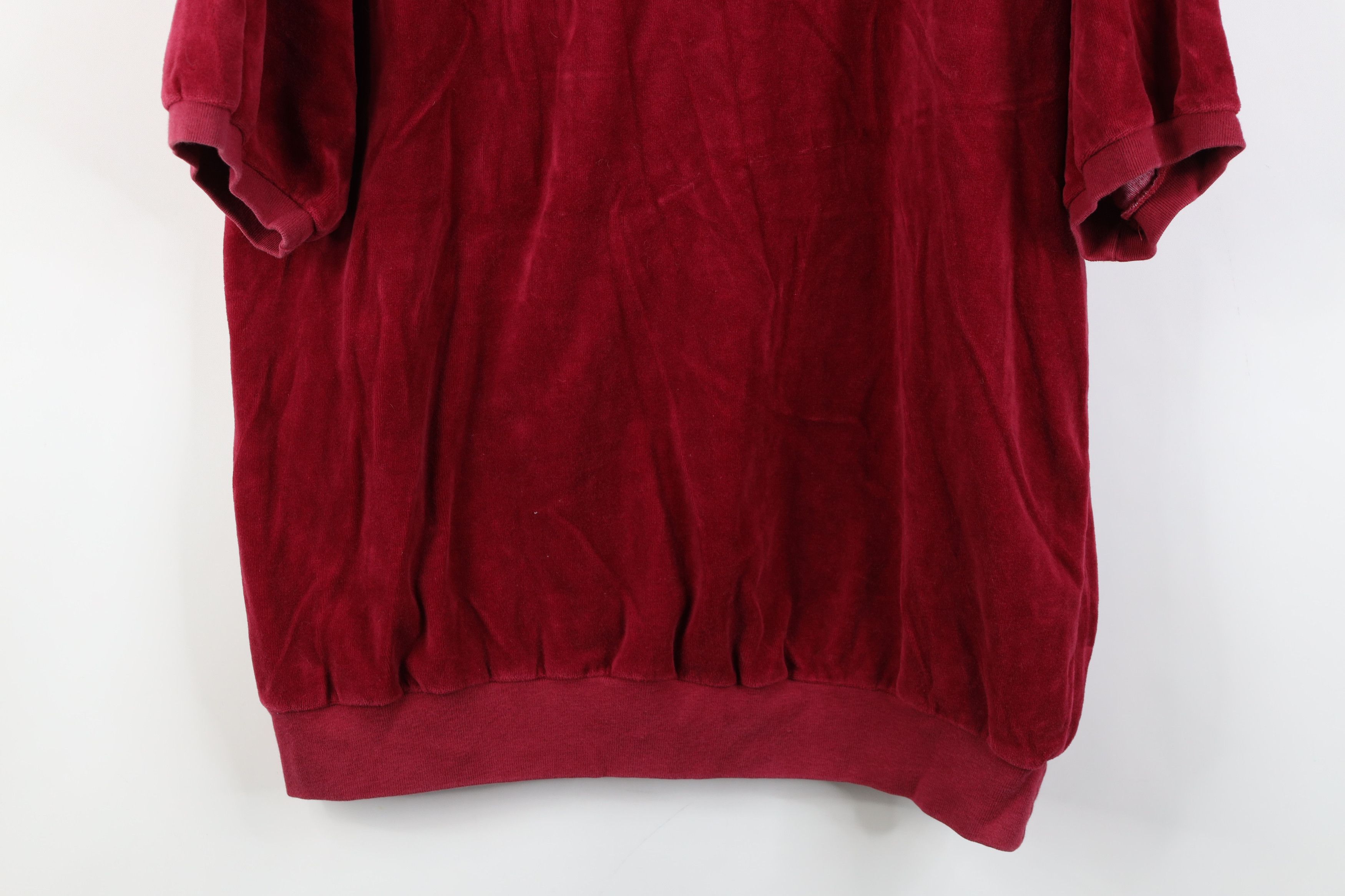 Vintage Vintage 70s Streetwear Velour Collared Pullover Polo Red USA Size US XL / EU 56 / 4 - 13 Thumbnail