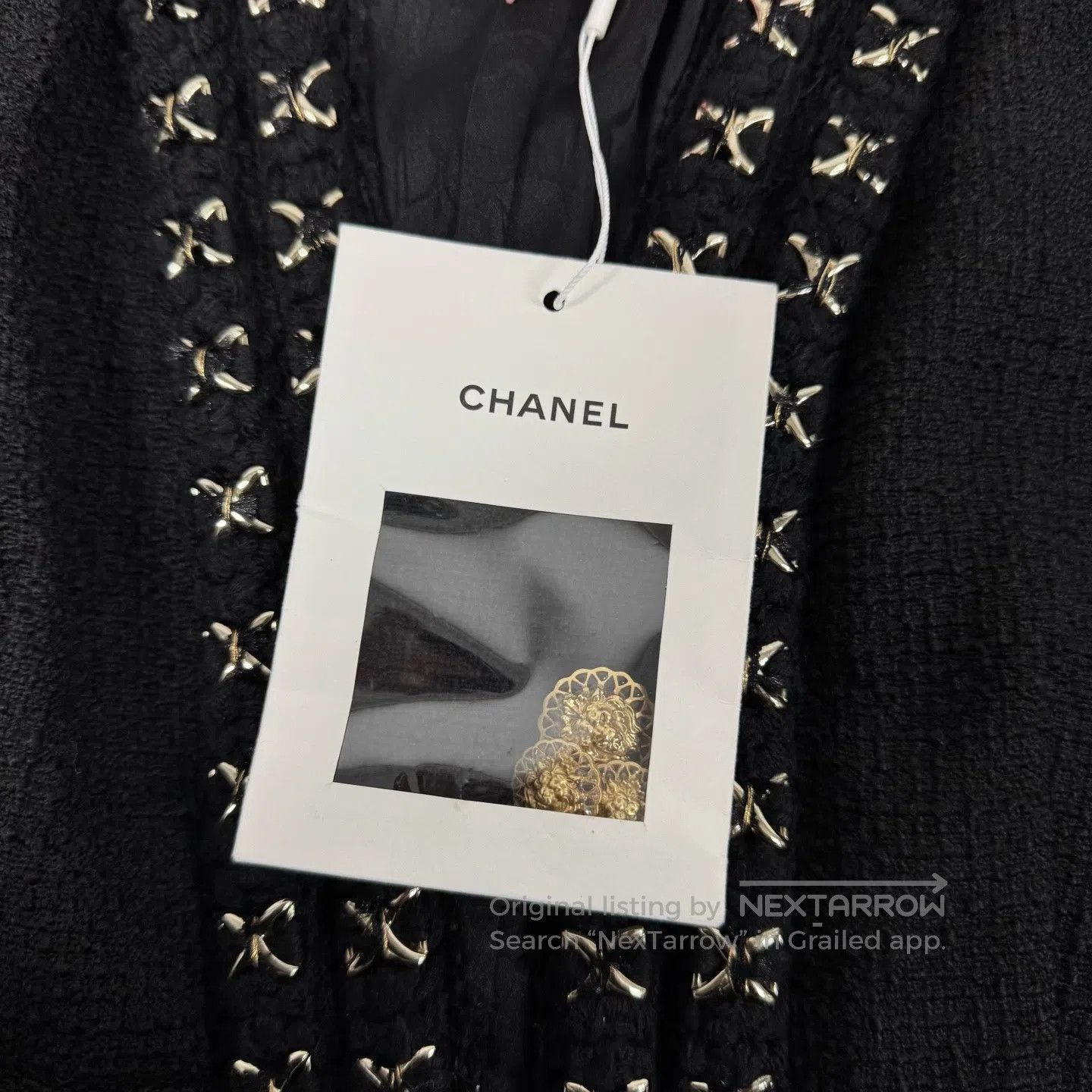 Chanel Chanel size 34 Metropolitan Black Gold Edged Coarse Wool Kn Size S / US 4 / IT 40 - 4 Thumbnail