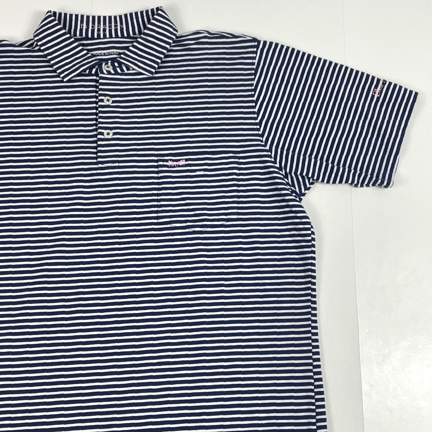 Vintage B Draddy Polo Shirt Men Small Blue Golf Short Sleeve Split Pima Cotton Spandex Striped Logo Chest Pocket Regular Size US S / EU 44-46 / 1 - 3 Thumbnail