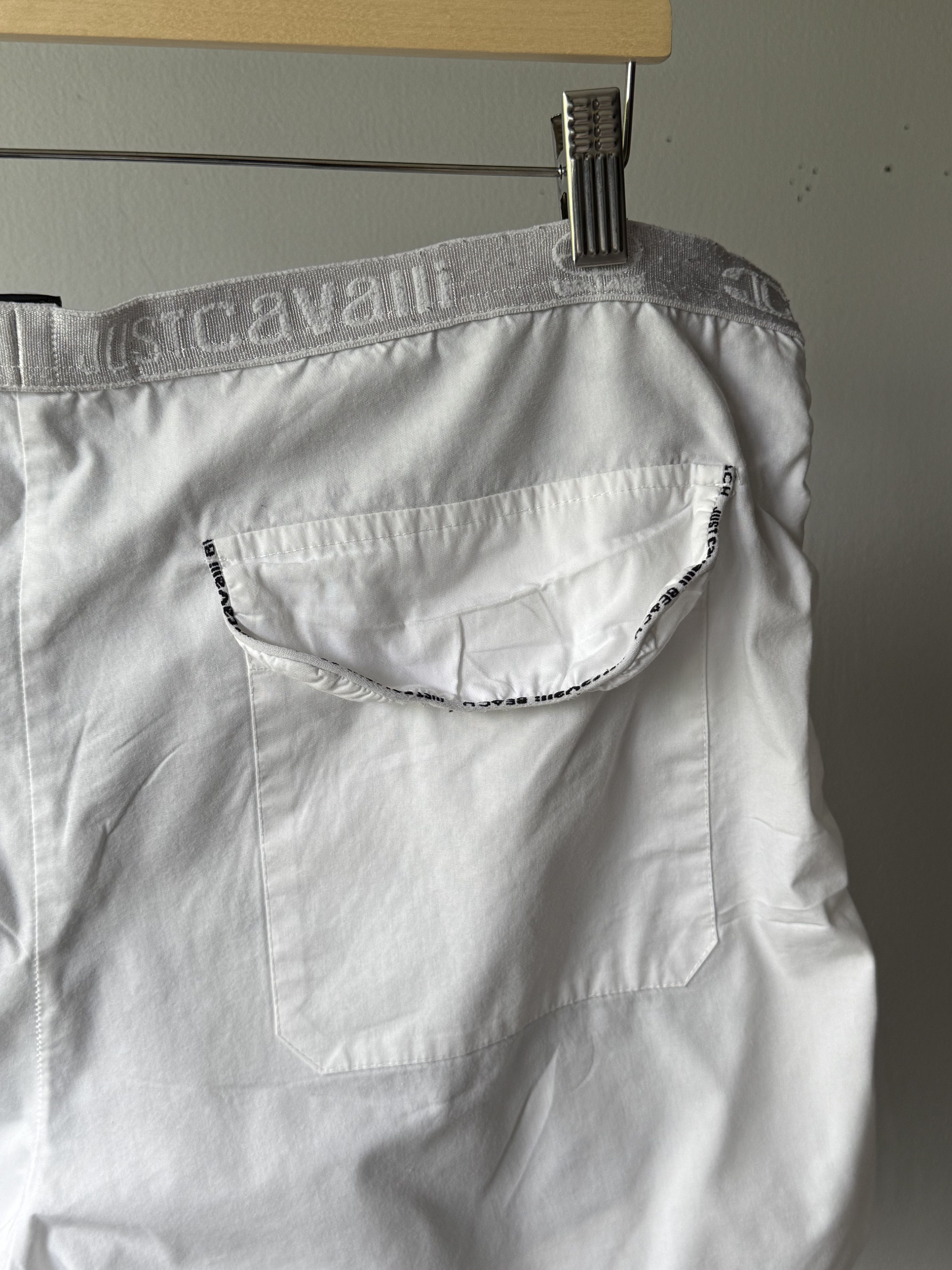 Just Cavalli Just Cavalli Beachwear White Cotton Shark Logo Swim Shorts Size US 32 / EU 48 - 6 Thumbnail