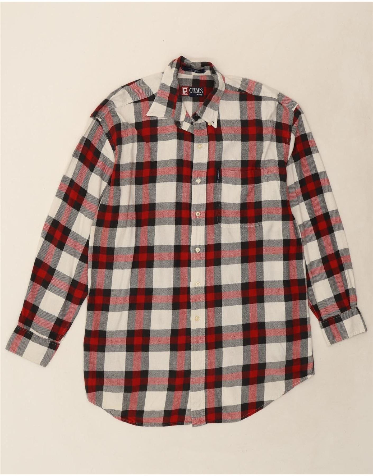 Chaps Ralph Lauren Mens Flannel Shirt Large Red Check Cotton Size US L / EU 52-54 / 3 - 1 Thumbnail