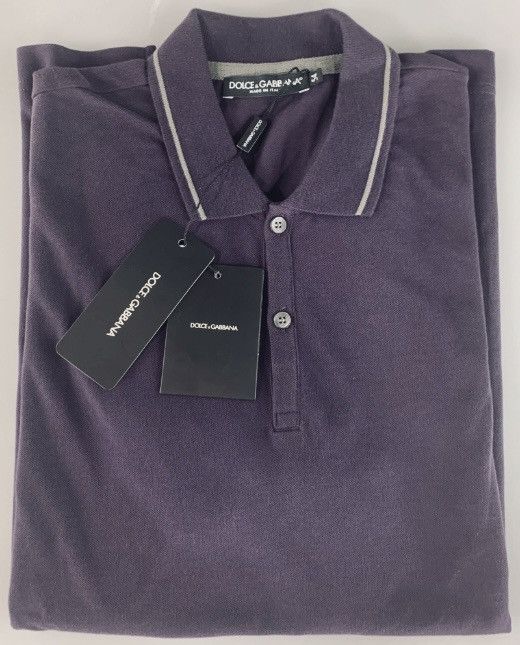 Dolce & Gabbana Dolce & Gabbana 🇮🇹 Purple Leather Logo Bar Polo Shirt 54e NWT Size US L / EU 52-54 / 3 - 10 Thumbnail