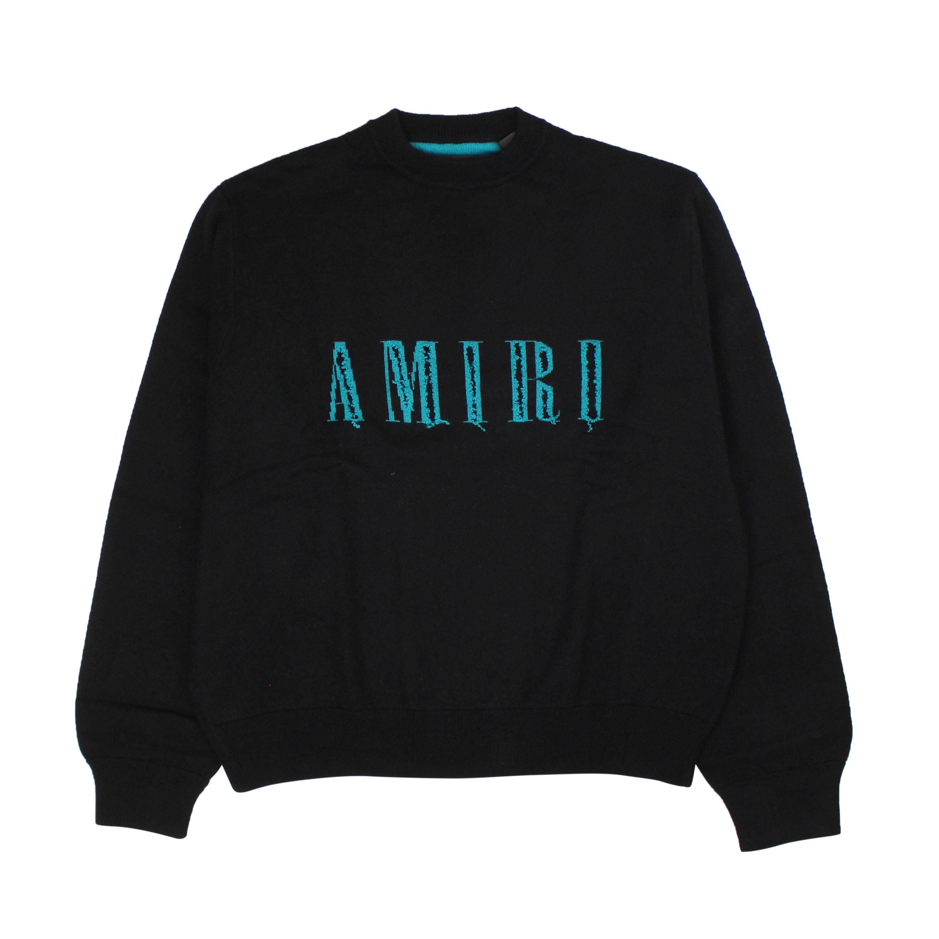 image of Amiri Cut Away Logo Crew Black&greenadines Hoodie Sweatshirt Size M, Men's