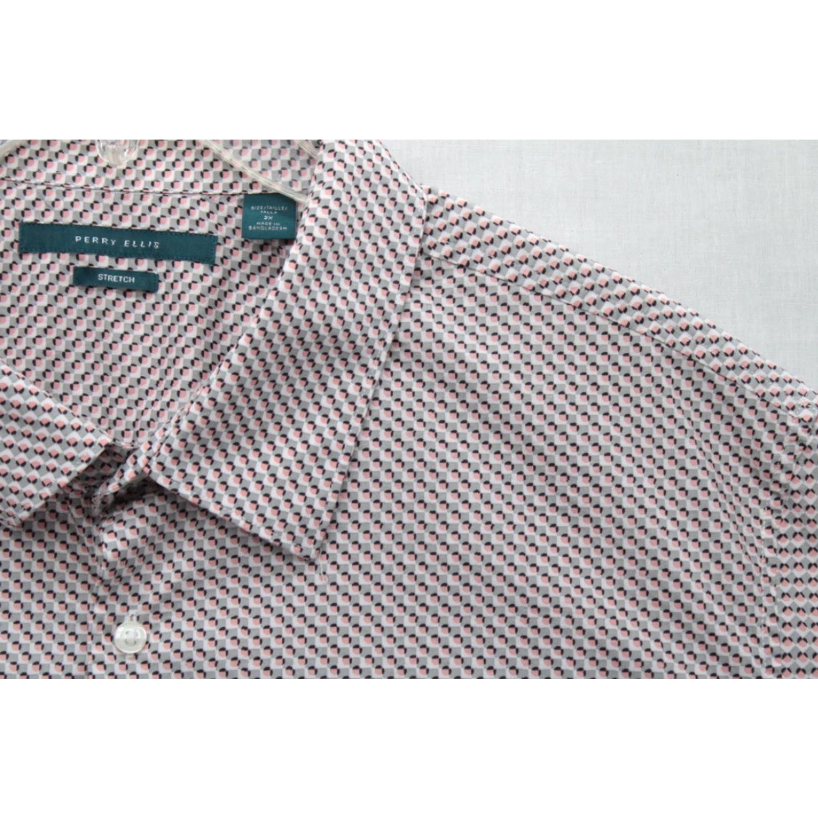 Perry Ellis Perry Ellis Oeko-Tek Stretch Shirt Mens 2XL Long Sleeve Button-Up Mini Cube Print Size US XXL / EU 58 / 5 - 2 Thumbnail