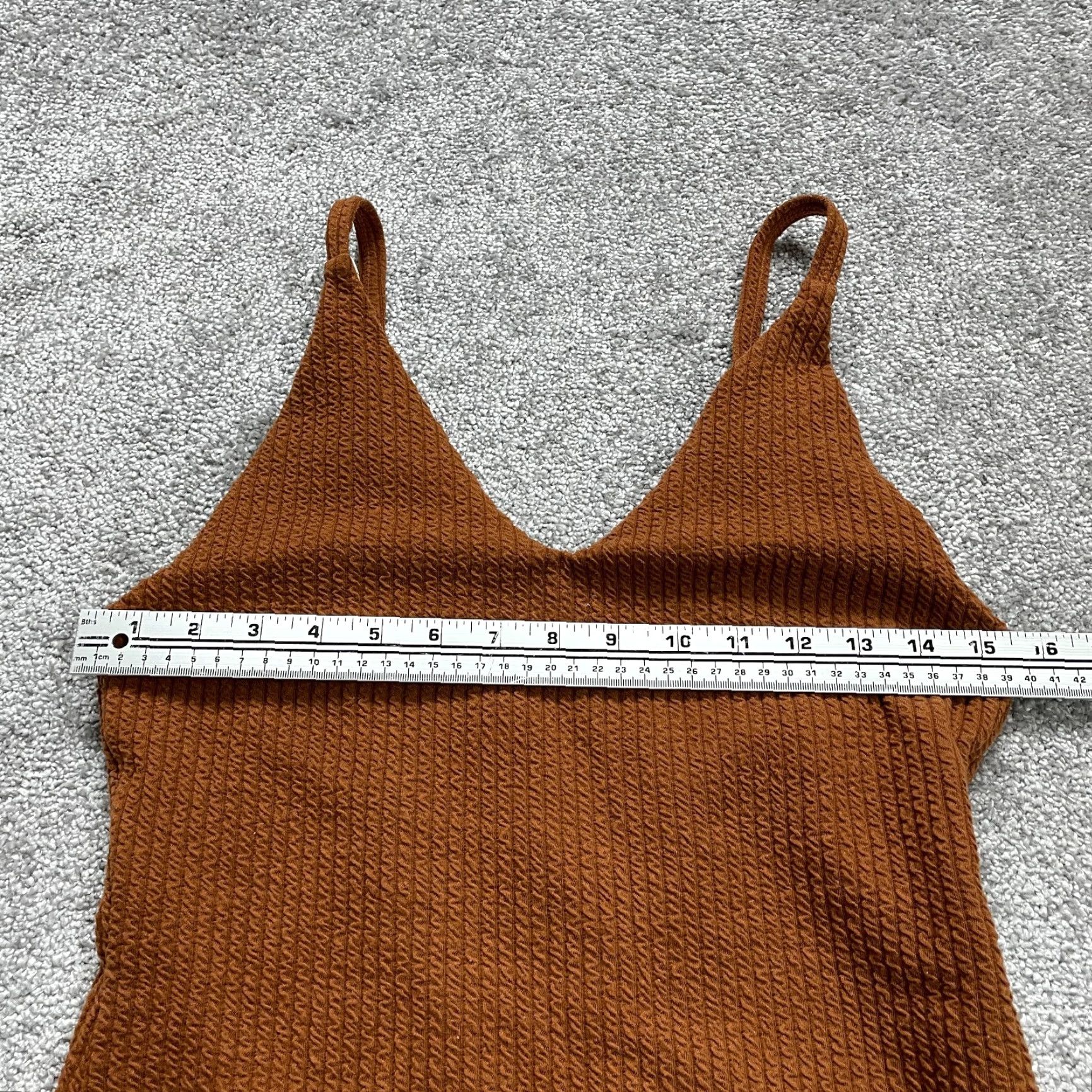 Vintage Unbranded One Piece Bathing Suit Women L Spaghetti Strap Brown Beach Swimwear Pool Bathing Suit Bikini Bottom Top Solid Vintage No Size L / US 10 / IT 46 - 8 Thumbnail