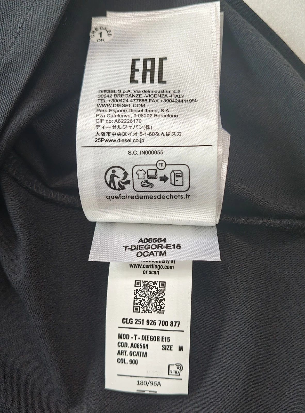 Diesel DIESEL Black T-Shirt With Logo Patch T 4149 Size US M / EU 48-50 / 2 - 9 Thumbnail