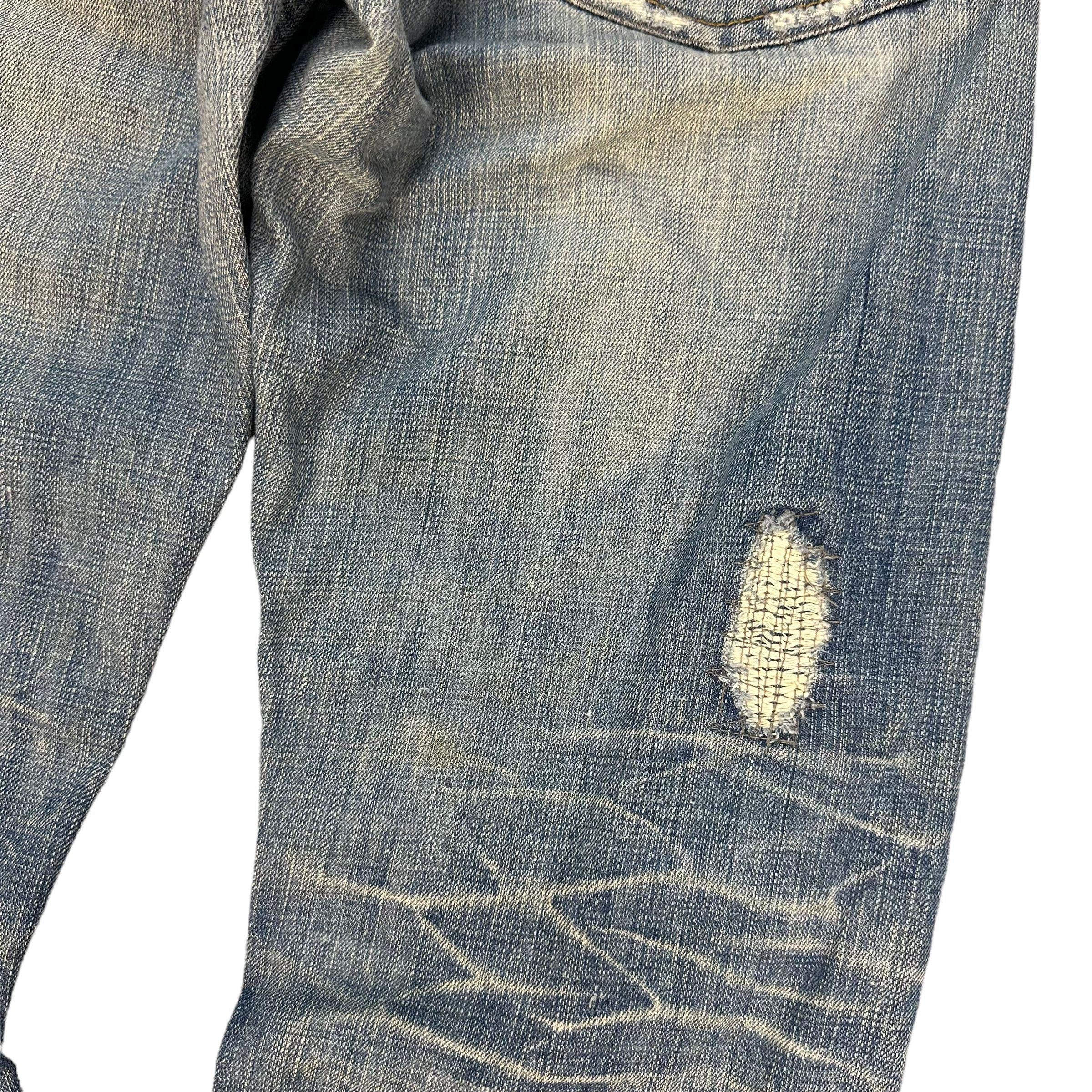 Global Work GLOBAL WORK TRASHED SELVEDGE DENIM PANT #8848-031 Size US 29 - 14 Thumbnail