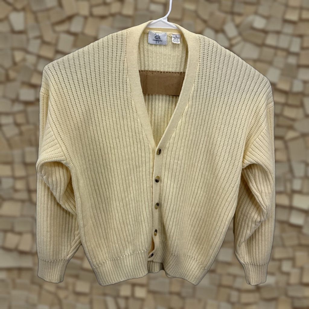 Vintage VINTAGE G.S. Company Cardigan Sweater Mens XL Be Beige Cotton Knit Pullover V-Neck Long Sleeve Button Preppy Vintage Mens XL Sweater Size US XL / EU 56 / 4 - 1 Thumbnail