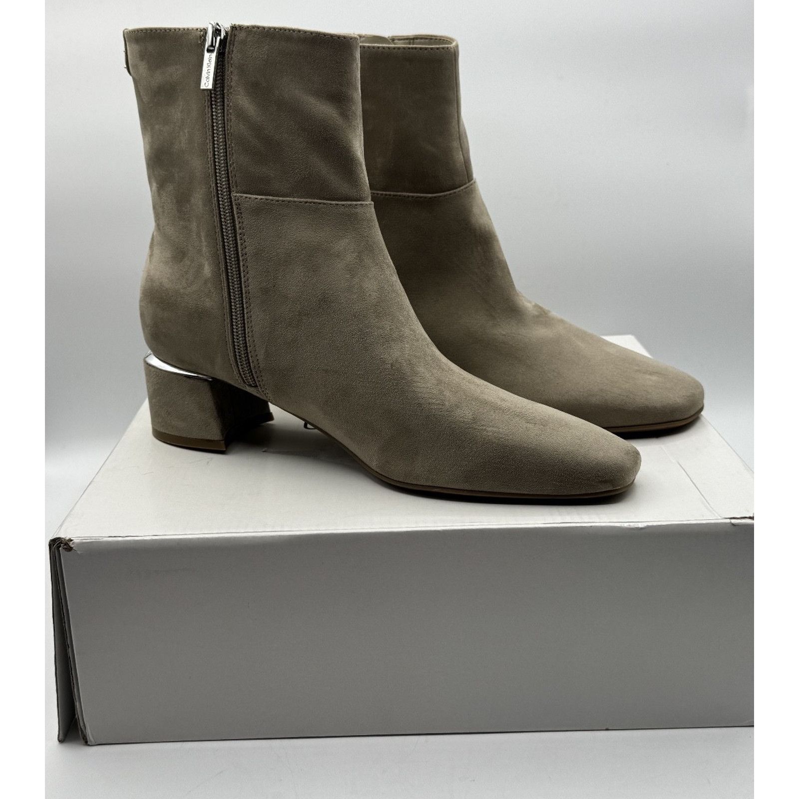 Calvin Klein Calvin Klein Womens Parry 3 Suede Ankle Zipper Boot, Taupe Size US 9.5 / IT 39.5 - 2 Thumbnail