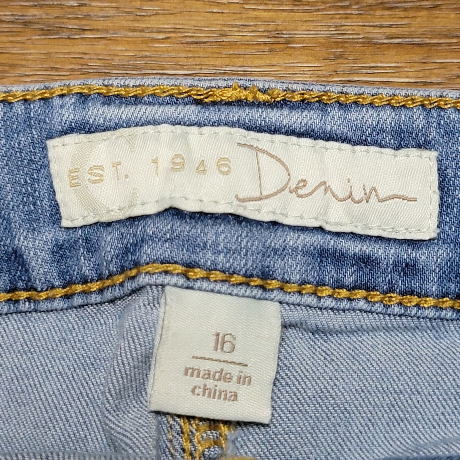 Other Est 1946 Denim Mini Skirt w/ Raw Hem - Size 16 Size 38" / US 16 / IT 52 - 3 Thumbnail