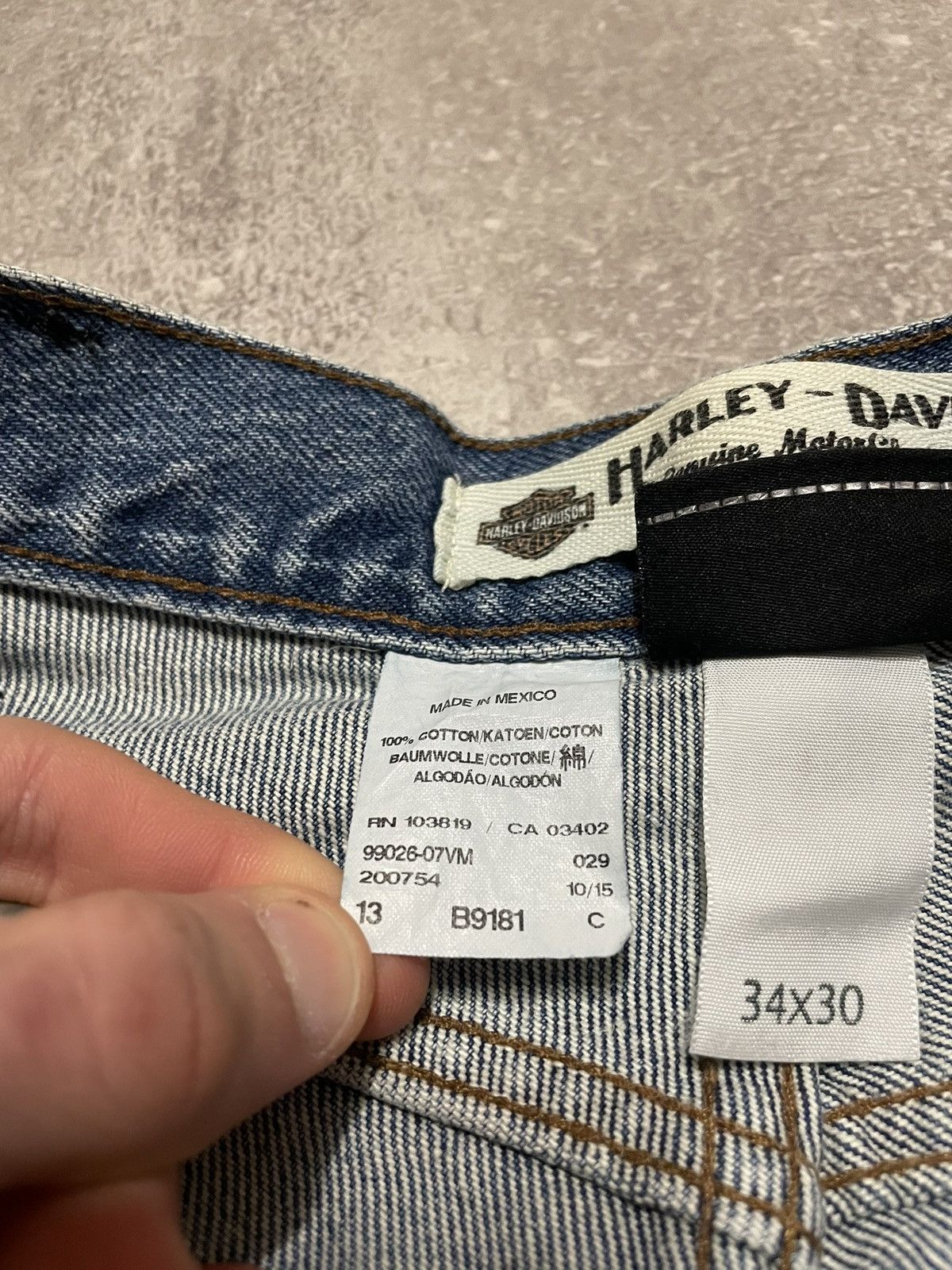 Harley Davidson × Vintage Vintage Harley Davidson Buggy Blue Denim Jeans Y2K 34/30 Size US 34 / EU 50 - 14 Thumbnail