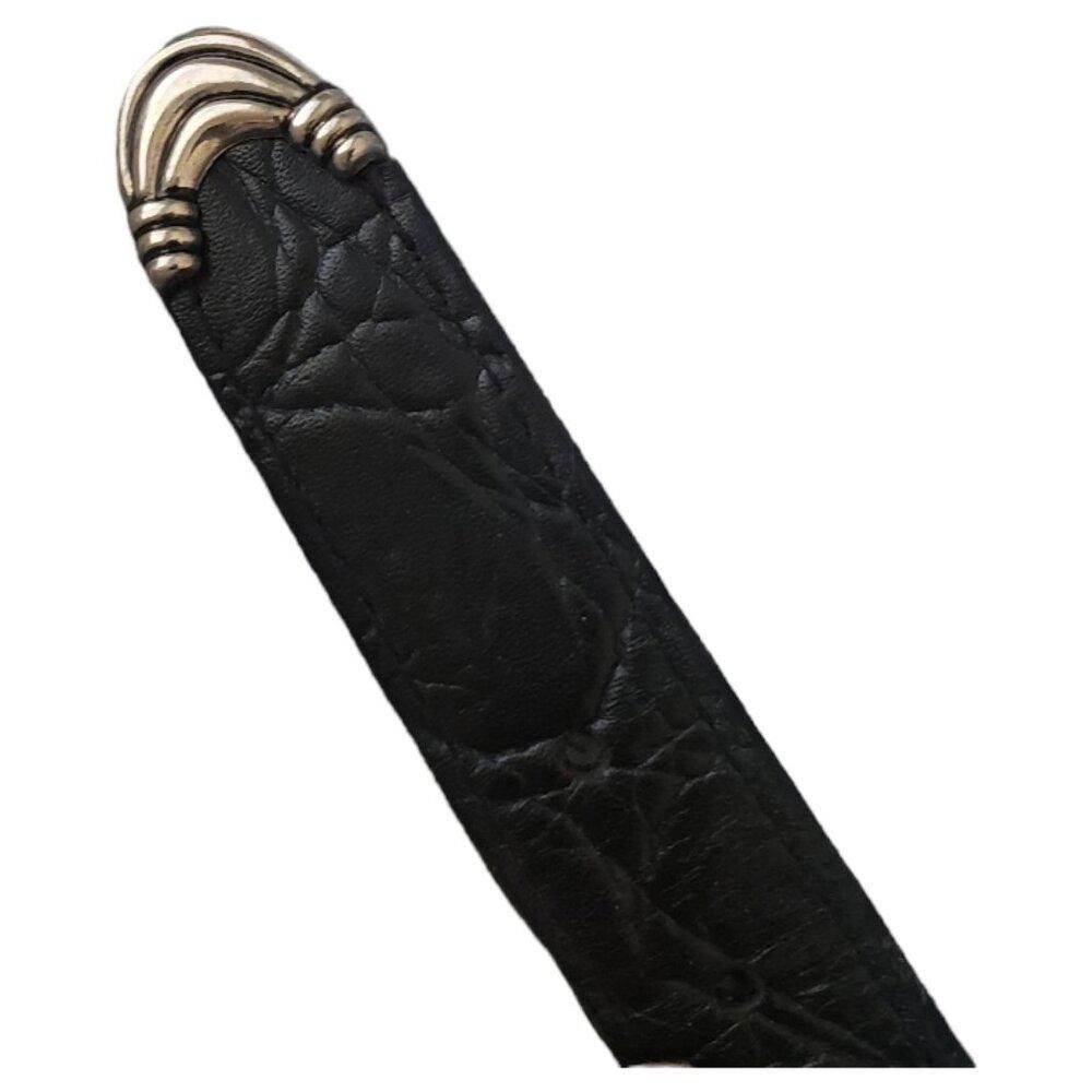 Designer Vintage Ladies Captive Black & Silver Heavy Leather Belt Size ONE SIZE - 6 Thumbnail