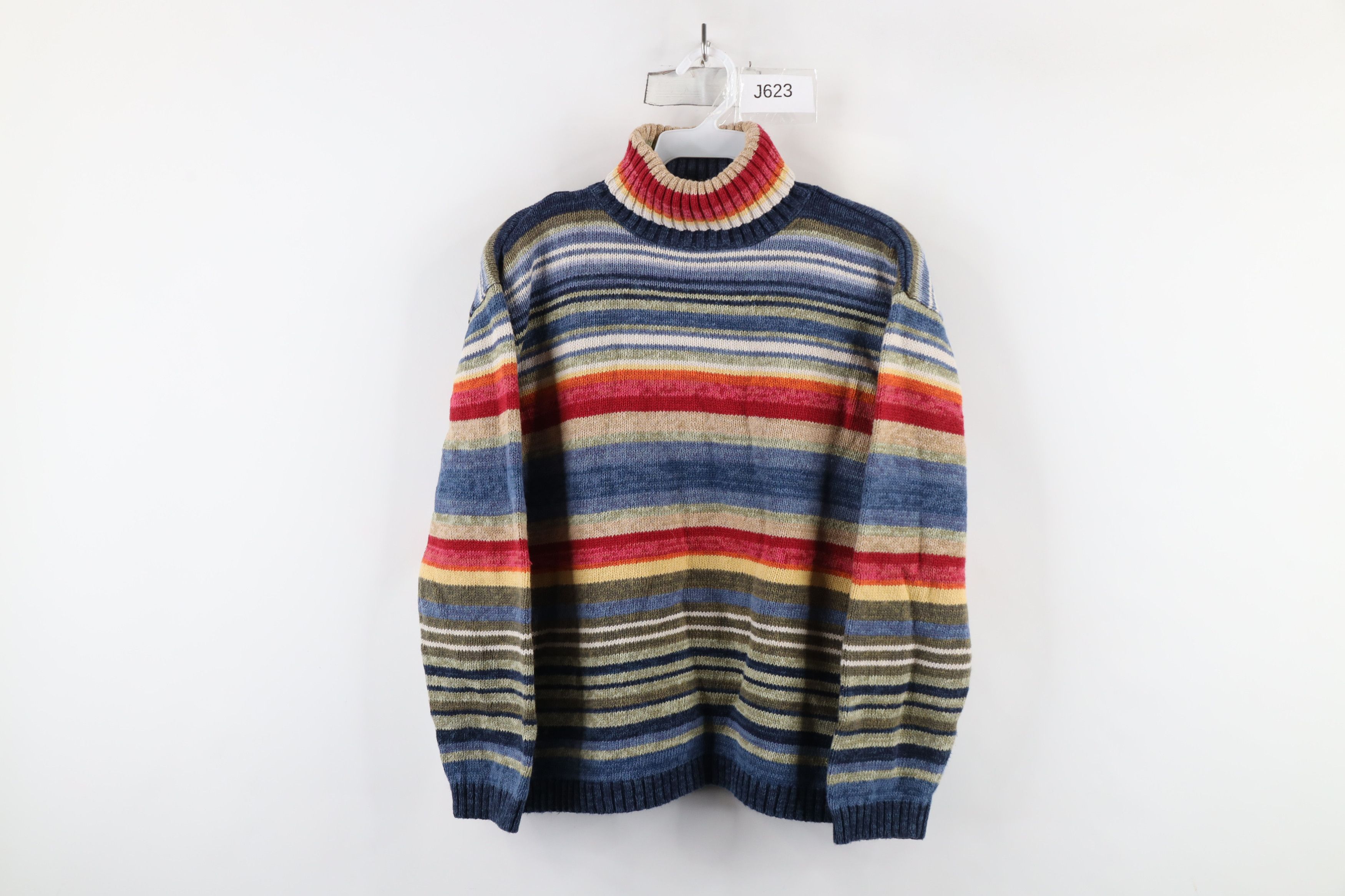 Vintage Vintage Y2K 2003 Streetwear Striped Knit Turtleneck Sweater Size L / US 10 / IT 46 - 1 Thumbnail