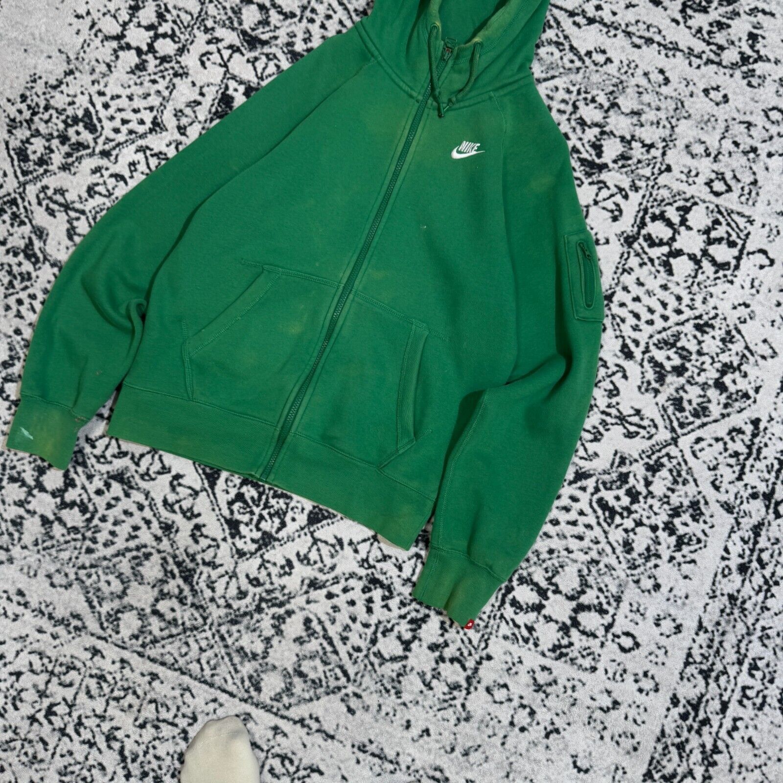 Nike × Vintage Vintage Nike Green Cotton Hoodie Zip Size S MA-1 Pocket Size US S / EU 44-46 / 1 - 3 Thumbnail