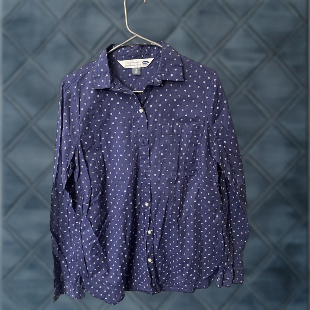 Old Navy Old Navy Shirt Womens M Blue Polka Dot Long Sleeve Button-Up The Classic Size M / US 6-8 / IT 42-44 - 1 Thumbnail