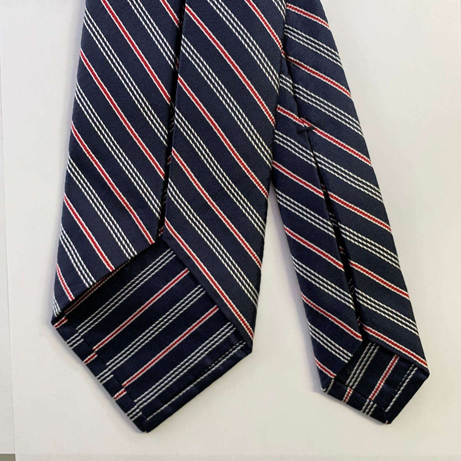 Bvlgari BVLGARI Navy Red Diagonal Stripe Silk Tie Size ONE SIZE - 2 Thumbnail