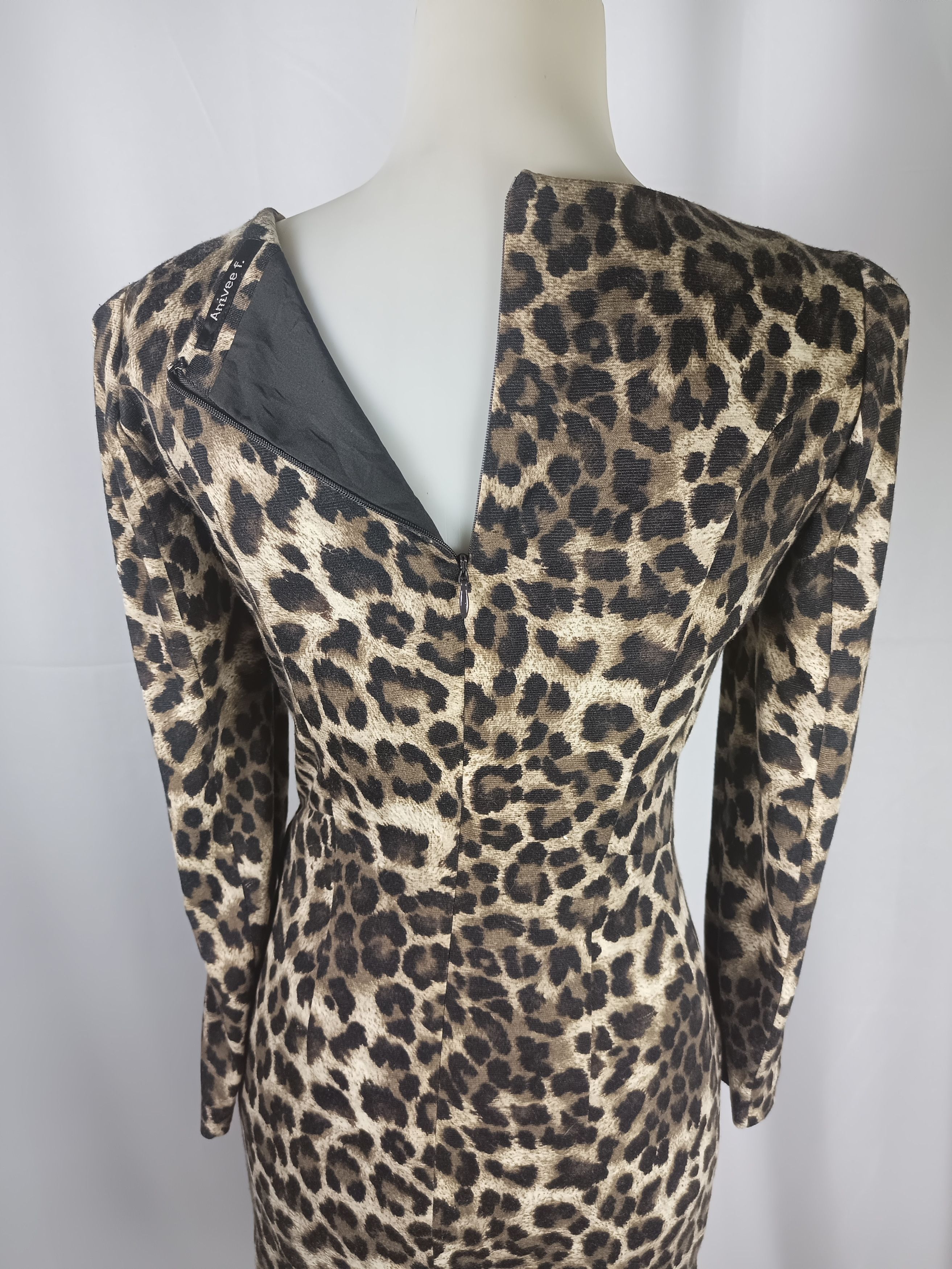Vintage Anivee f. Women's Dress Leopard Print Back Zipper Bodycon Size S / US 4 / IT 40 - 5 Thumbnail