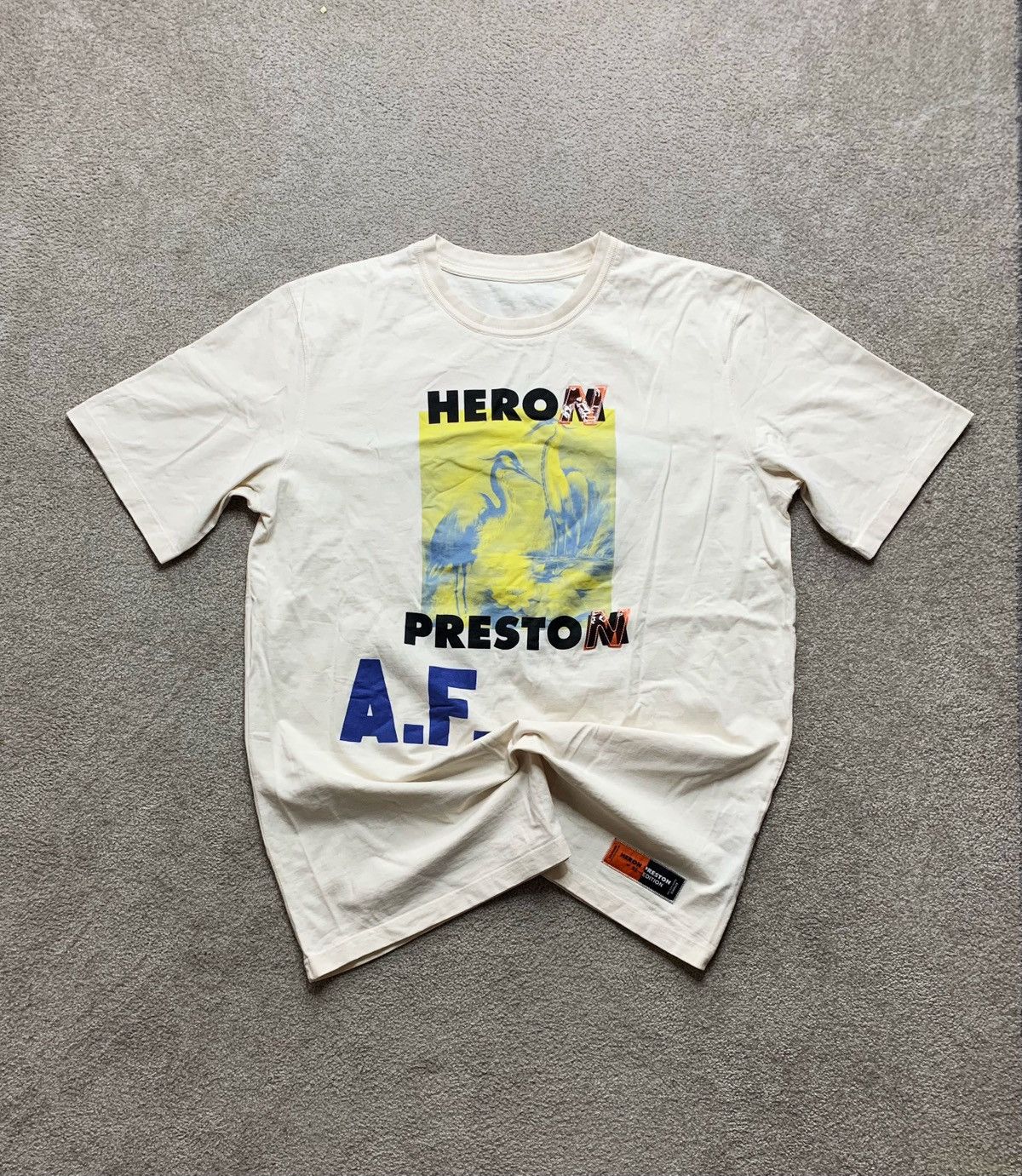 Designer Heron Preston x A.F. White Graphic Tee Oversize Minimalist Size US L / EU 52-54 / 3 - 1 Thumbnail