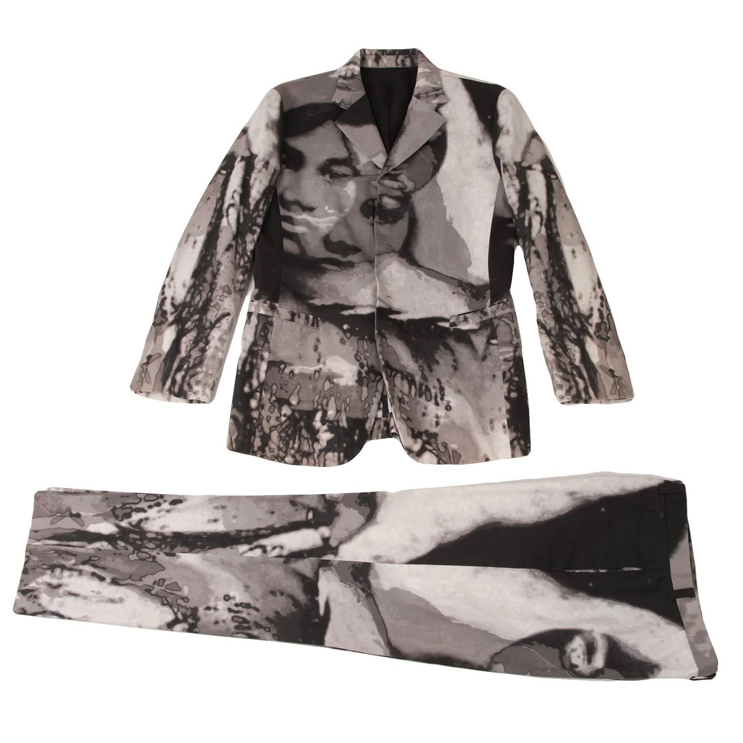 Jean Paul Gaultier Face Graphic Snap Button Jacket in White and Gray Size US M / EU 48-50 / 2 - 14 Thumbnail