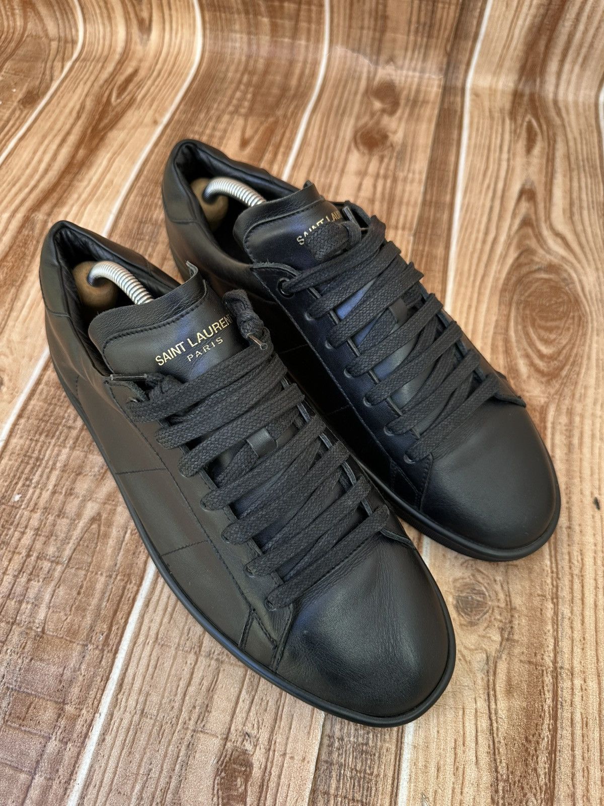 Saint Laurent Paris Saint Laurent SL/01 Black Leather Signature Court Classics Size US 8 / EU 41 - 3 Thumbnail