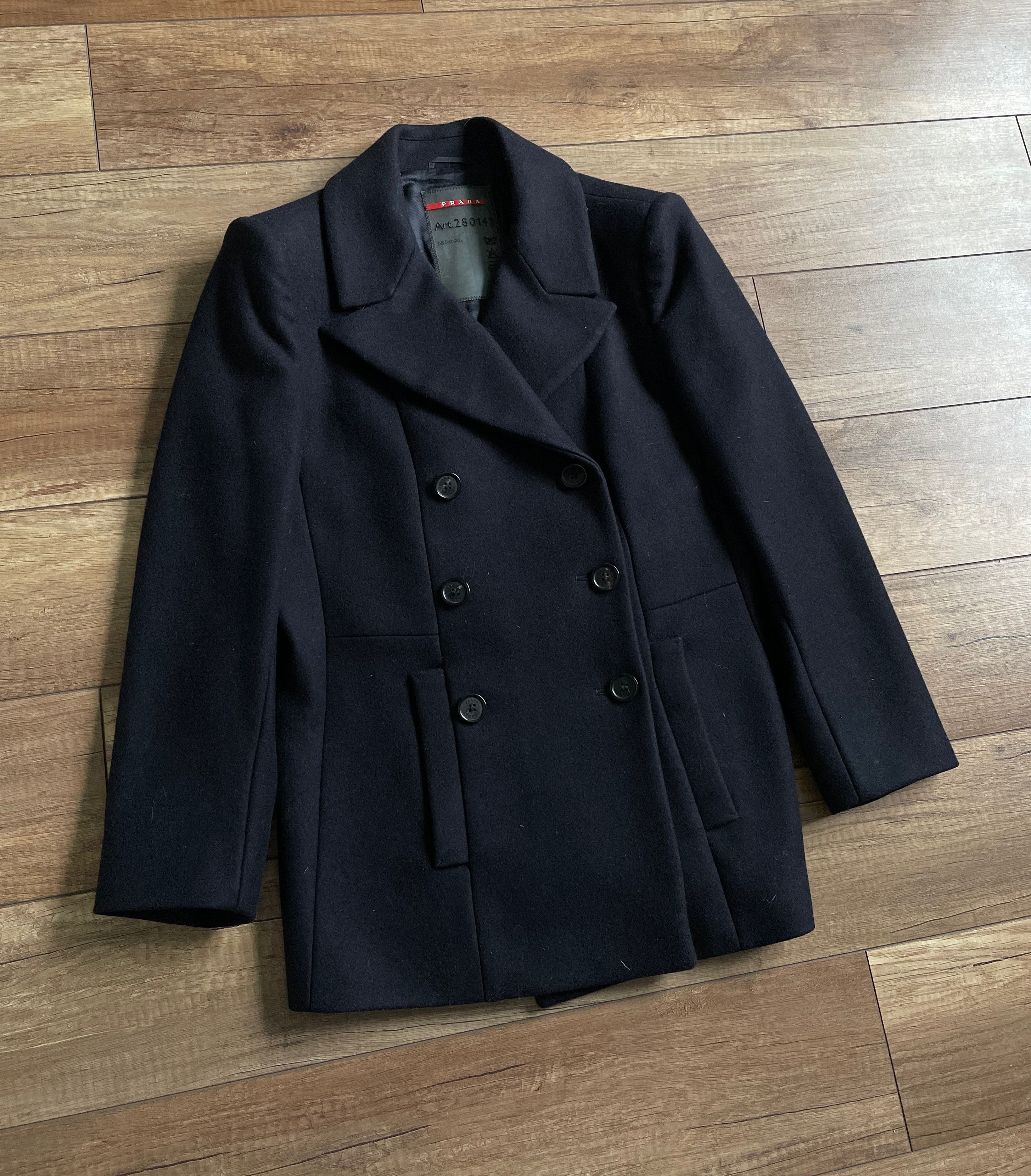 Prada Prada Women's Wool Navy Classic Formal Trench Coat Jacket Size M / US 6-8 / IT 42-44 - 6 Thumbnail