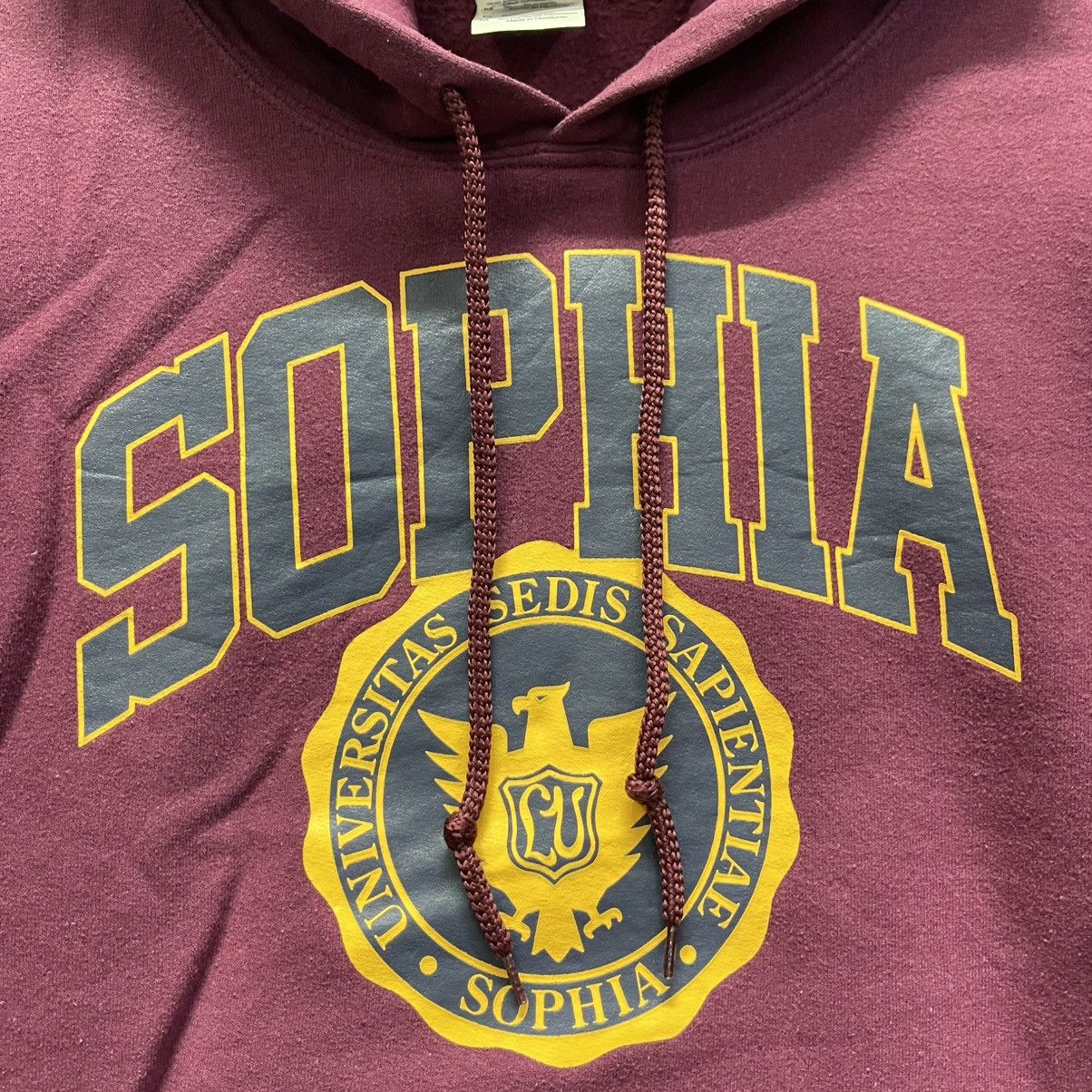 Sophia University Hoodie – Vintage Maroon Gildan Sweatshirt
