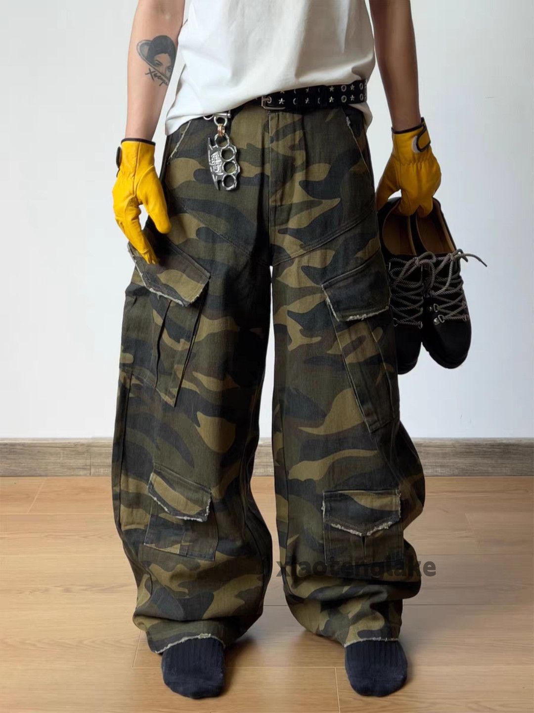 Vintage xz utility skate hiphop loose baggy cargo camo pants Size US 30 / EU 46 - 7 Thumbnail