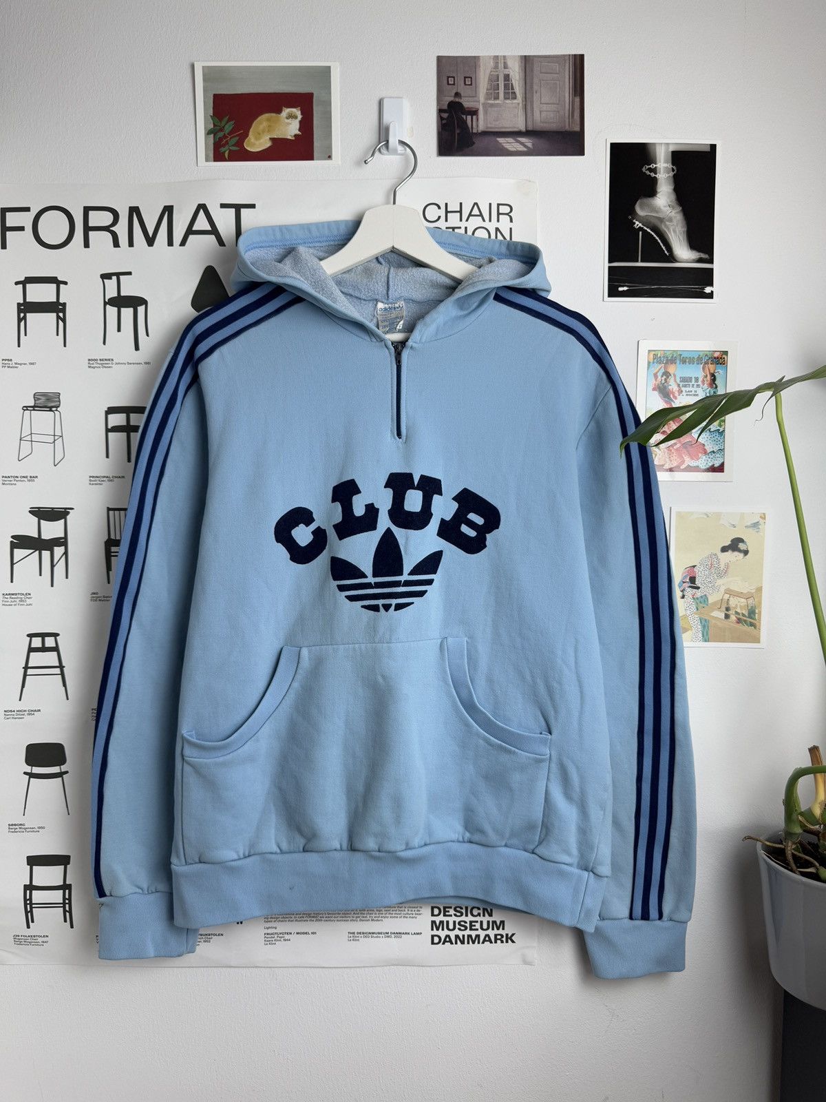 Adidas × Vintage VIntage 70s Adidas club babyblue boxy hoodie M blockcore y2k Size US M / EU 48-50 / 2 - 1 Thumbnail