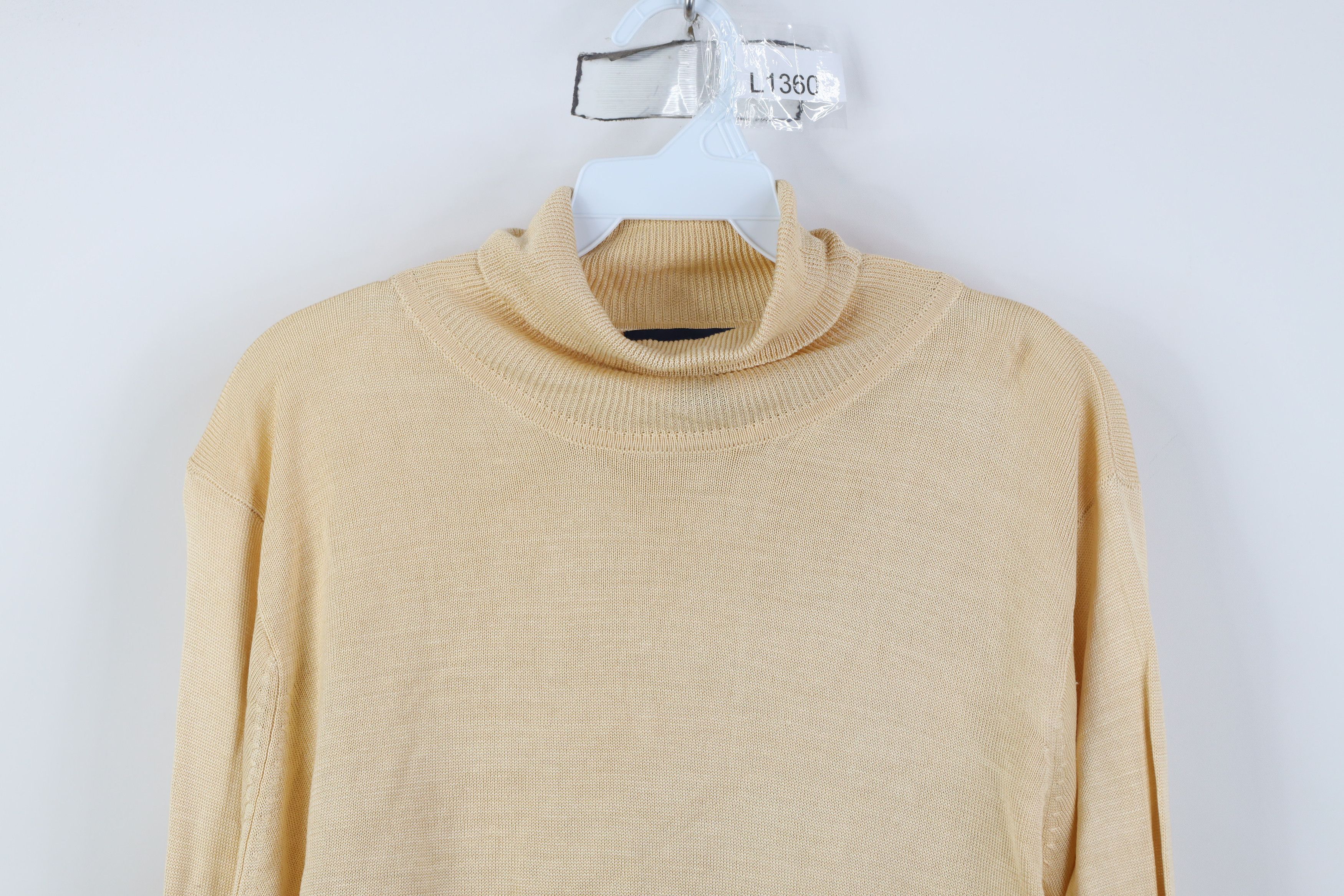 Vintage Vintage 90s Streetwear Silk Knit Turtleneck Sweater Gold Size L / US 10 / IT 46 - 2 Thumbnail