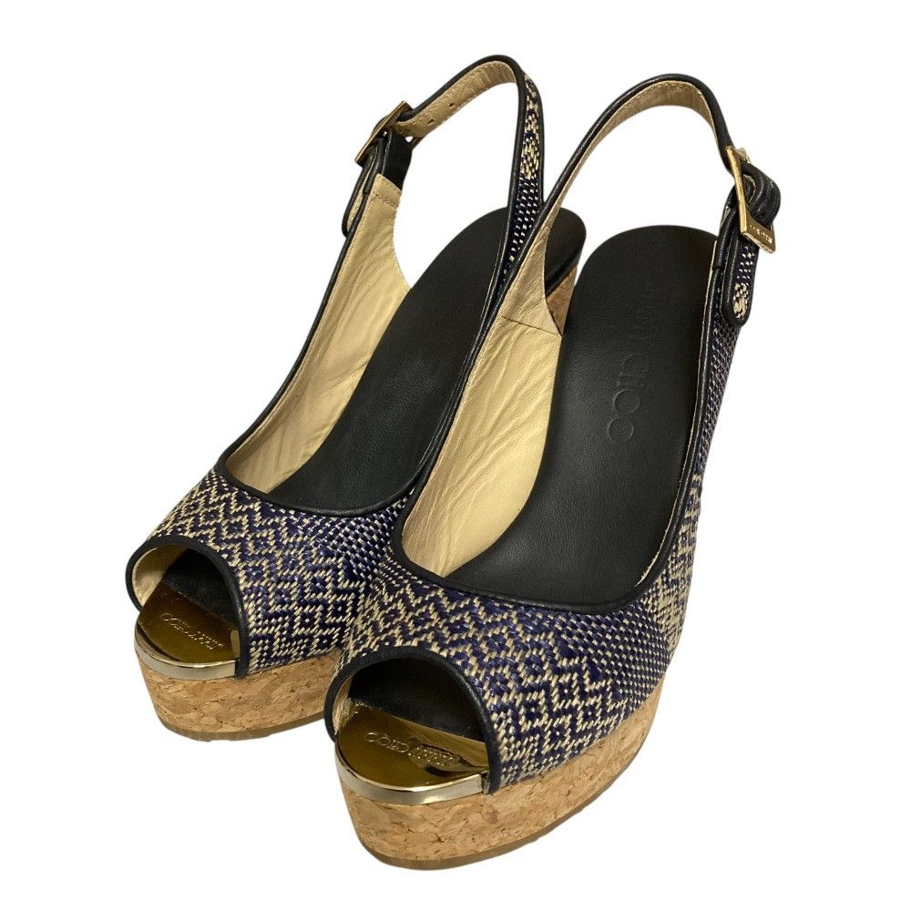 Jimmy Choo Jimmy Choo Jimmy Choo Wedge Open Toe Slingback Pumps Leather Shoes DUTY FREE for USA Size ONE SIZE - 1 Thumbnail