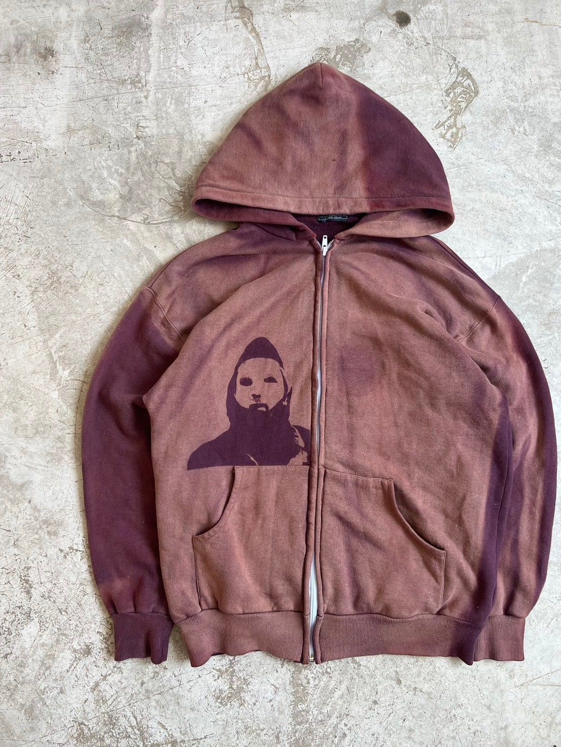 Pre-owned Kapital X Vintage Sun Faded Death In June Hoodie Kanye Styles In Faded Red