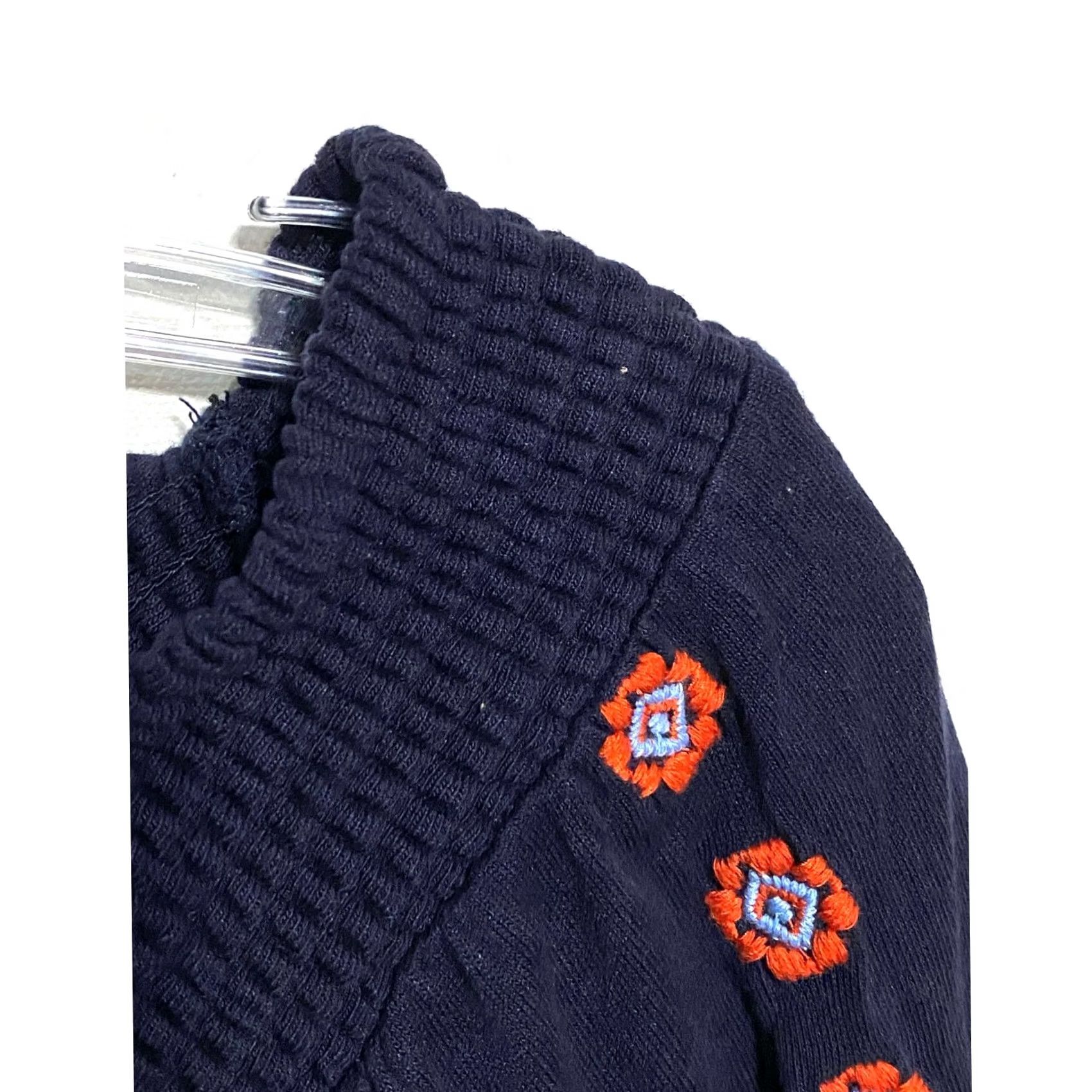 Loft Loft Off Shoulder Embroidered Navy Dress S Tassel Boho Peasant Cinched Tie Waist Dress Women S Navy Geometric Embroidery Bohemian 90s Inspired Size S / US 4 / IT 40 - 7 Thumbnail