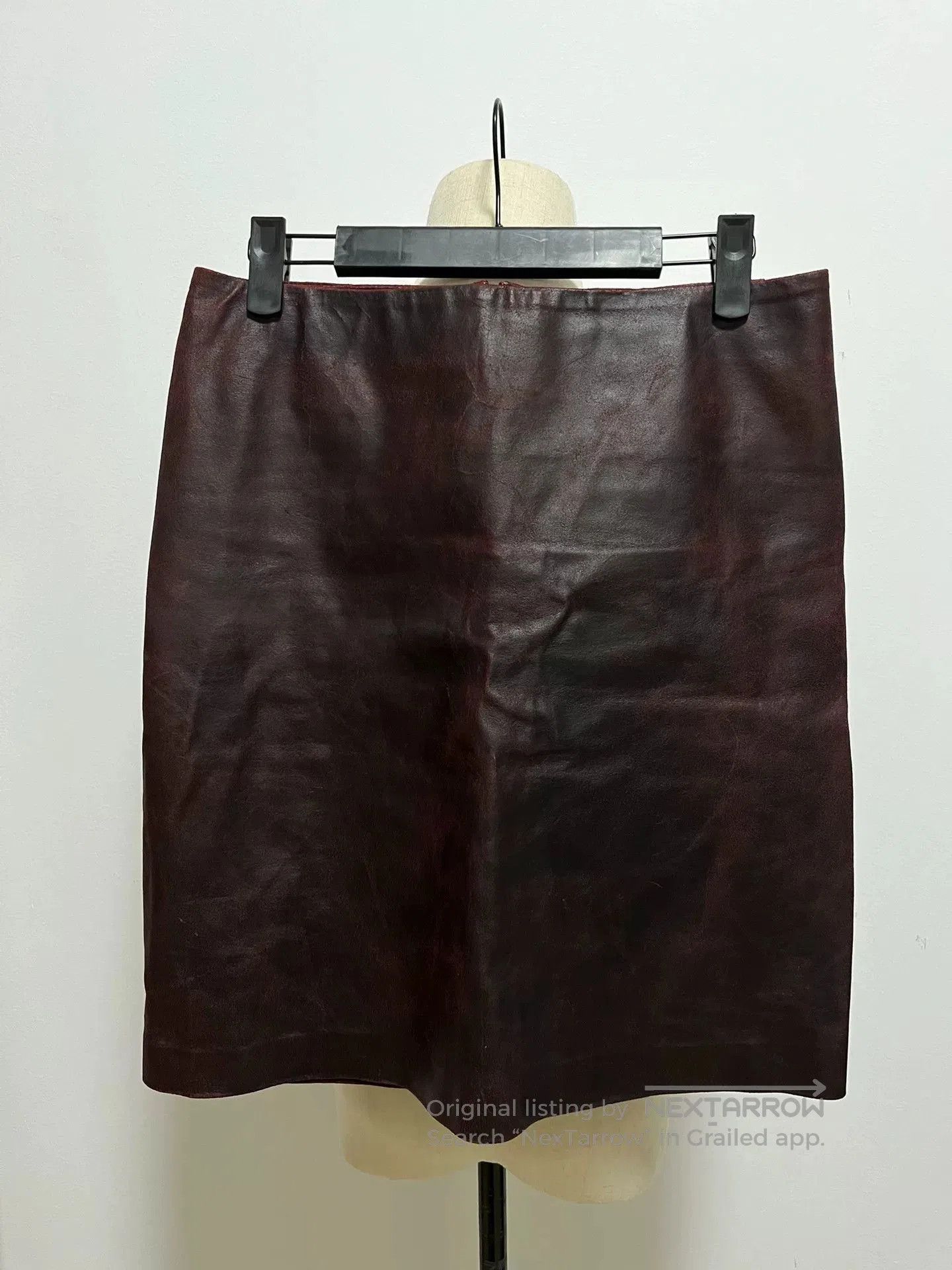 Ann Demeulemeester Ann Demeulemeester Red Cracked Leather Mini Skirt. Size 36" / US 14 / IT 50 - 2 Thumbnail