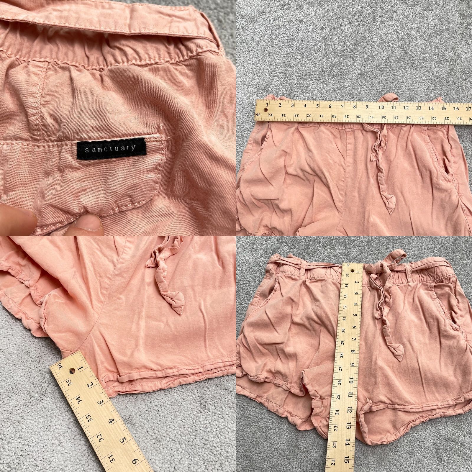 Sanctuary Sanctuary Shorts Womens Paperbag Peach 30x2.5 High Rise Belted Elastic Casual 30 Orange Size 30" / US 8 / IT 44 - 8 Thumbnail